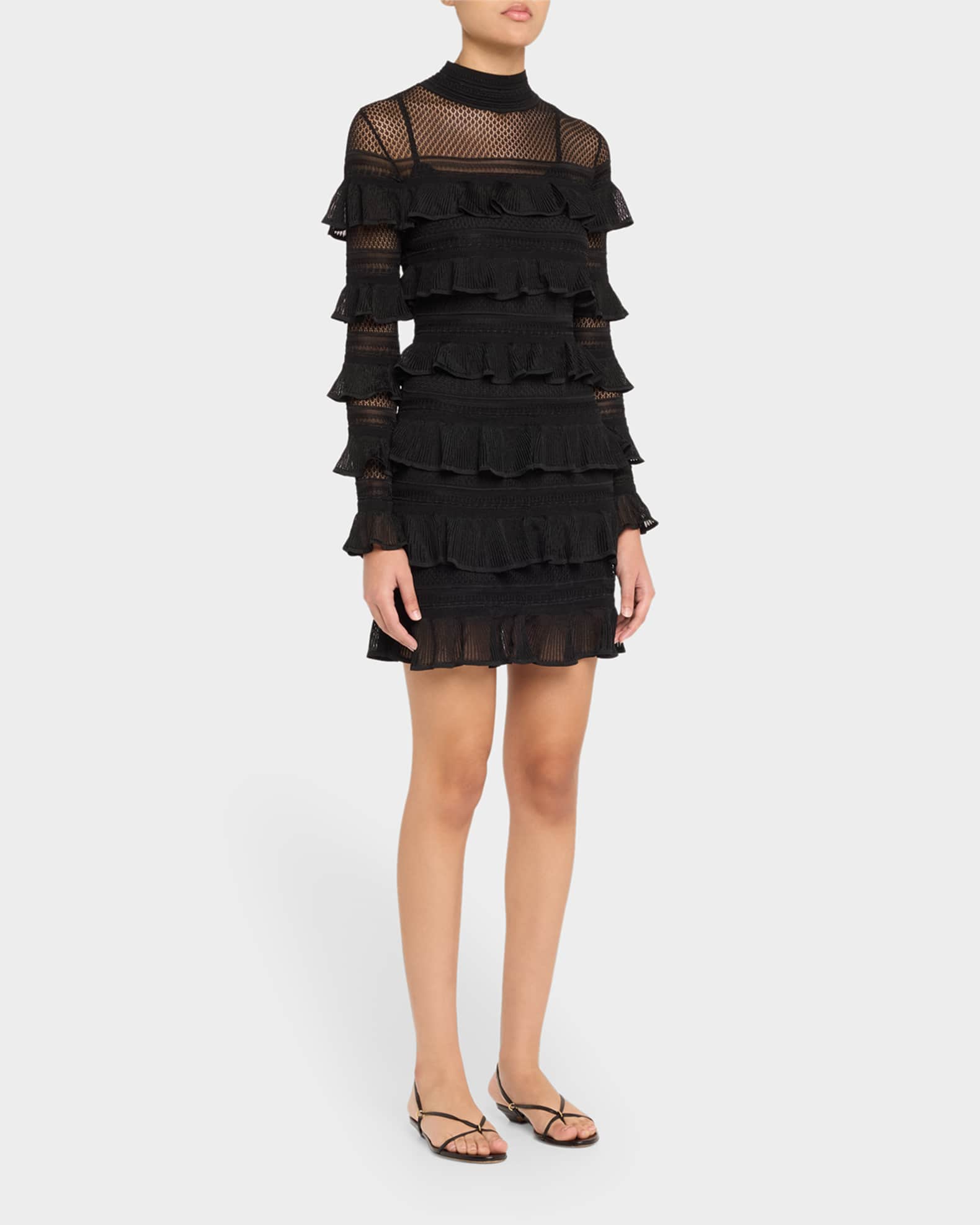 Zimmermann Women s Crush High Neck Frilled Knitted Mini Dress