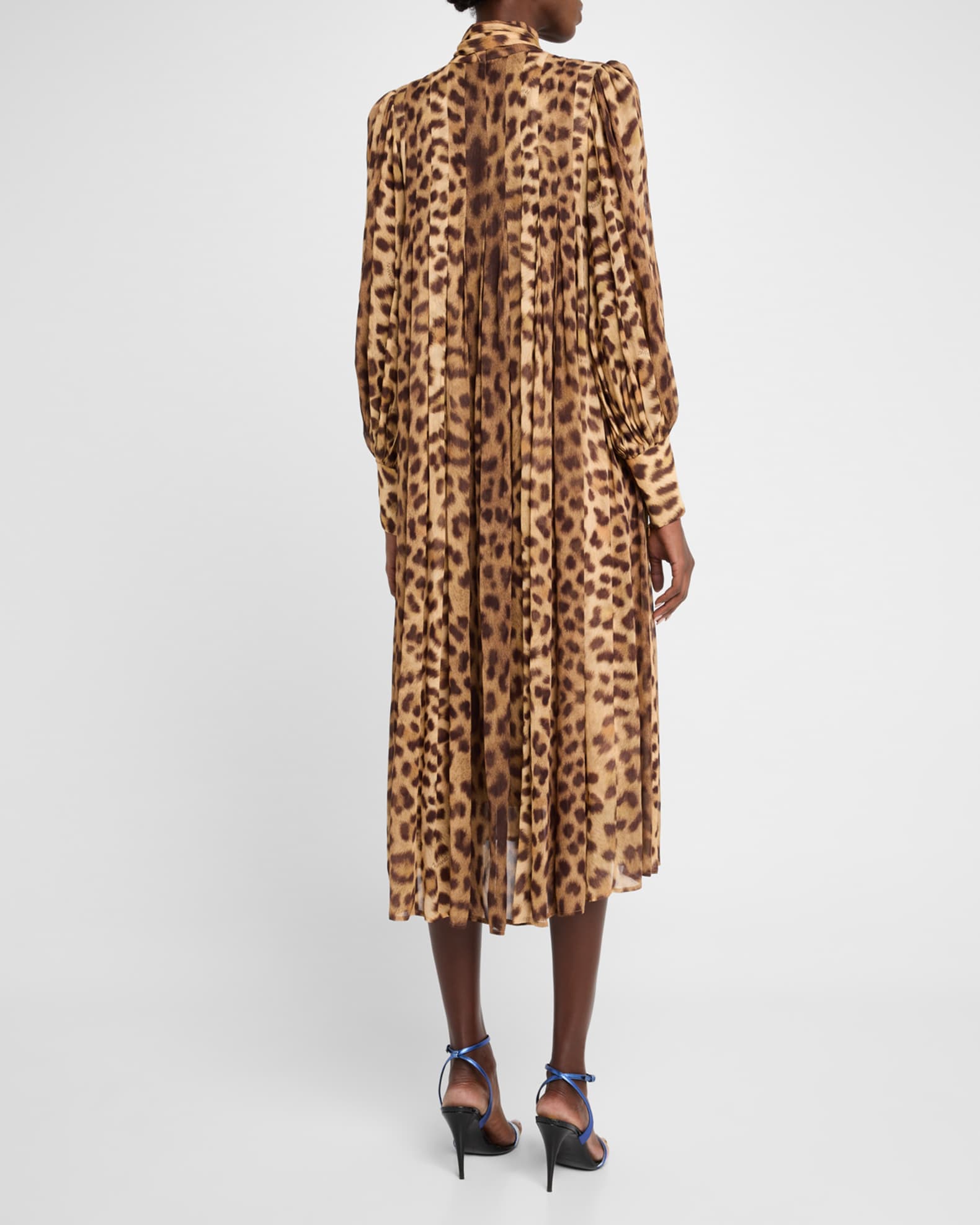 【Zimmermann】Crush tie-neck pleated leopard midi dress Zimmermann Crush Tie Neck Leopard Midi Dress | Neiman Marcus