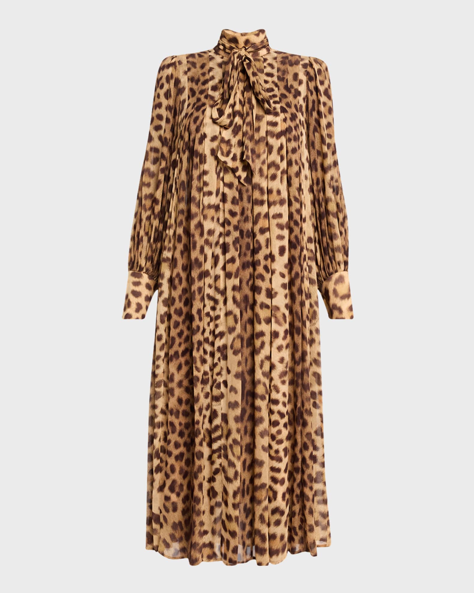 Crush Tie Neck Leopard Midi Dress 0