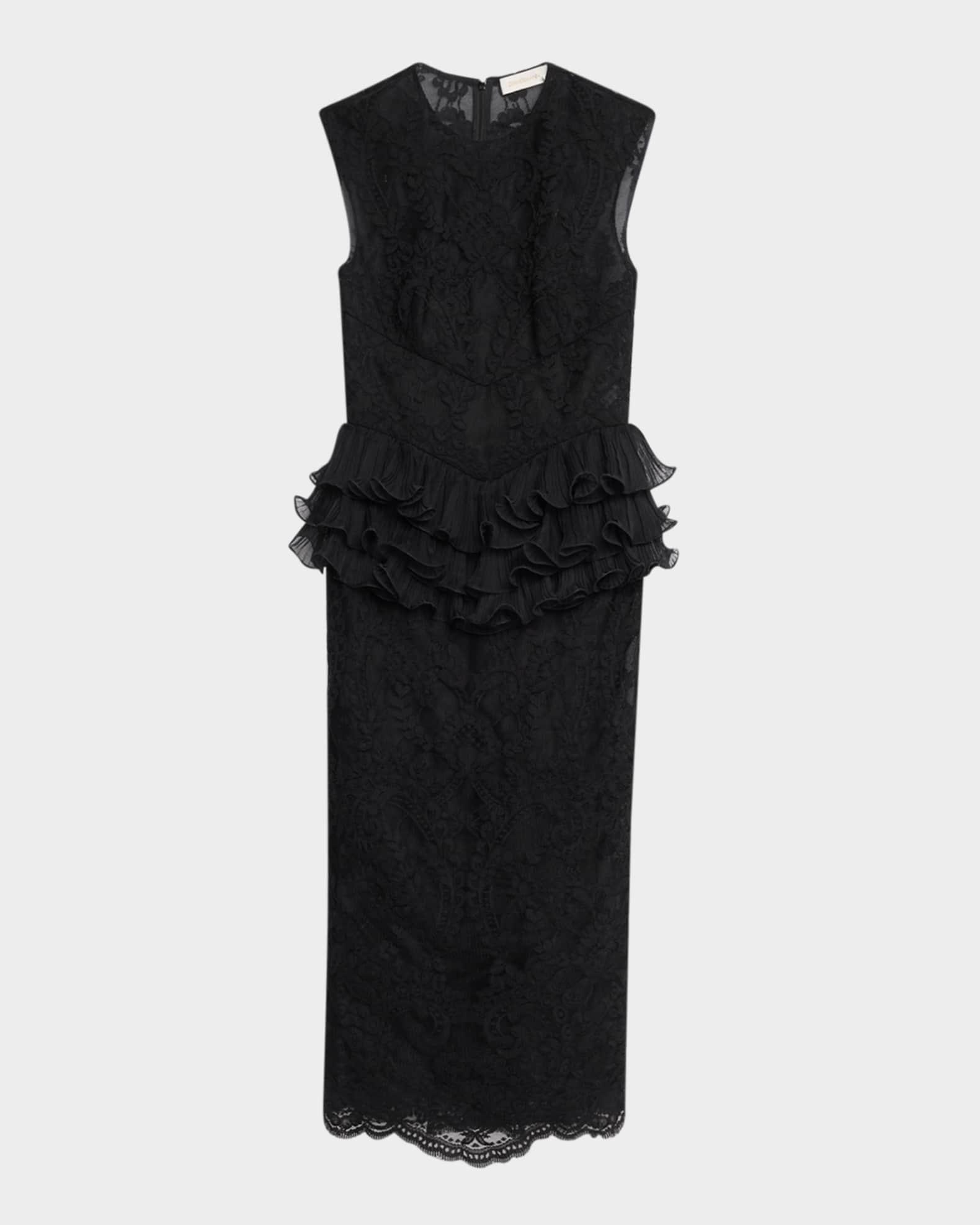 Crush Lace Frill Midi Dress 0