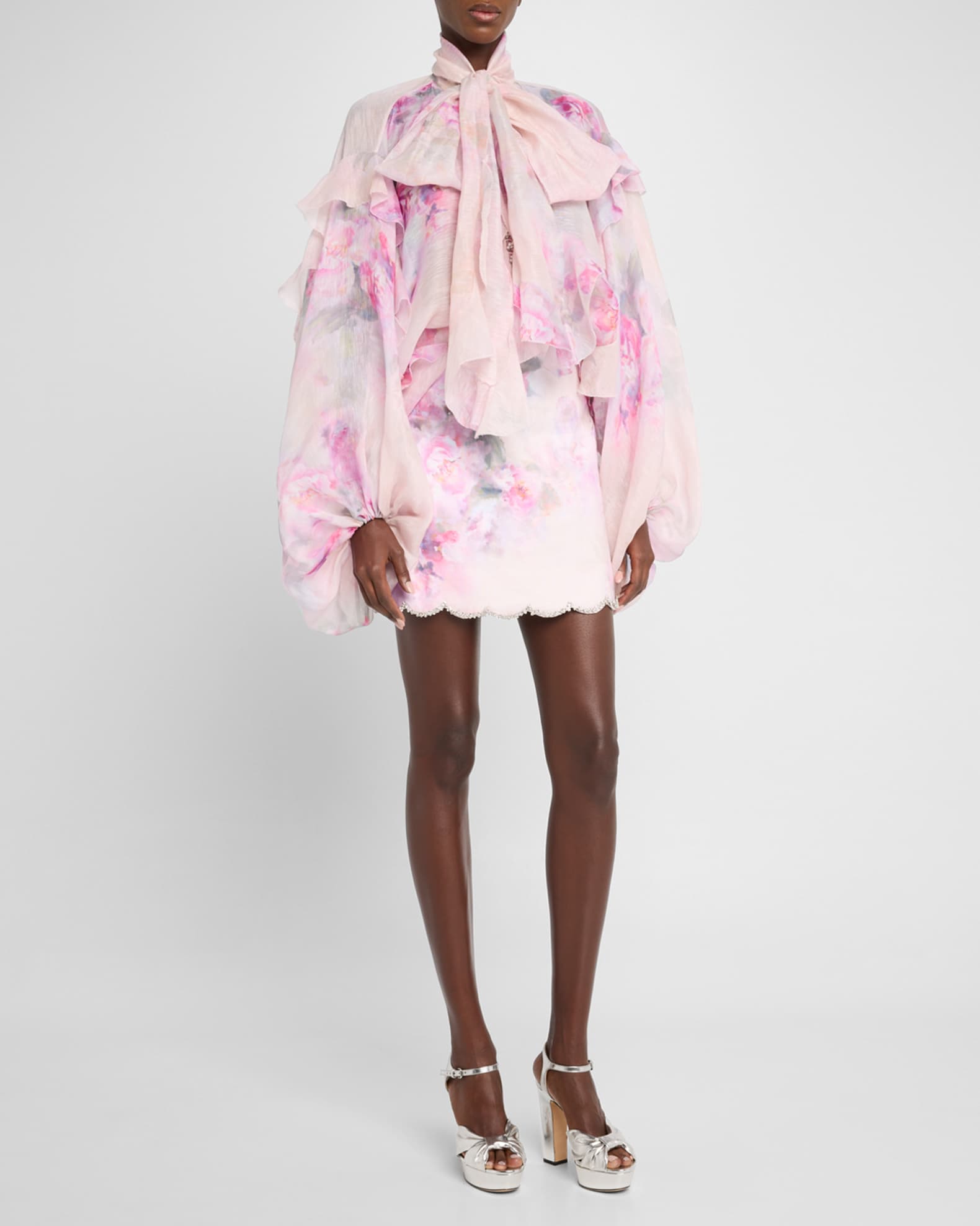 Zimmermann Crush Crystal Scalloped Mini Skirt | Neiman Marcus
