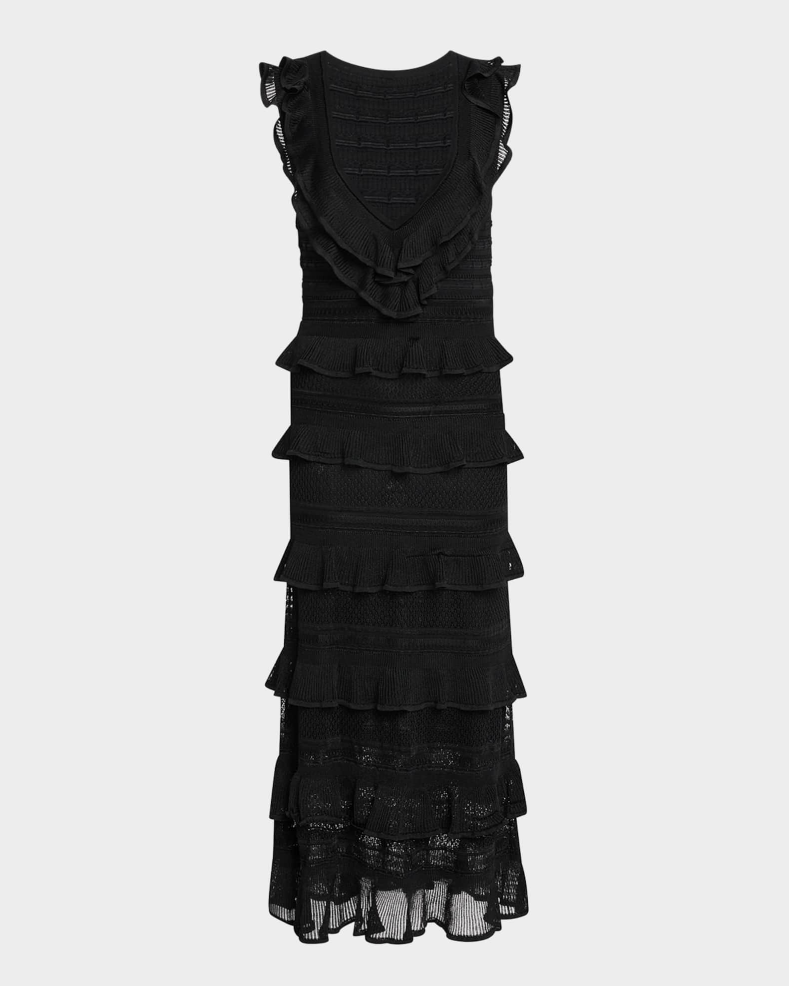 Zimmermann Crush Frilled Knitted Maxi Dress Grey
