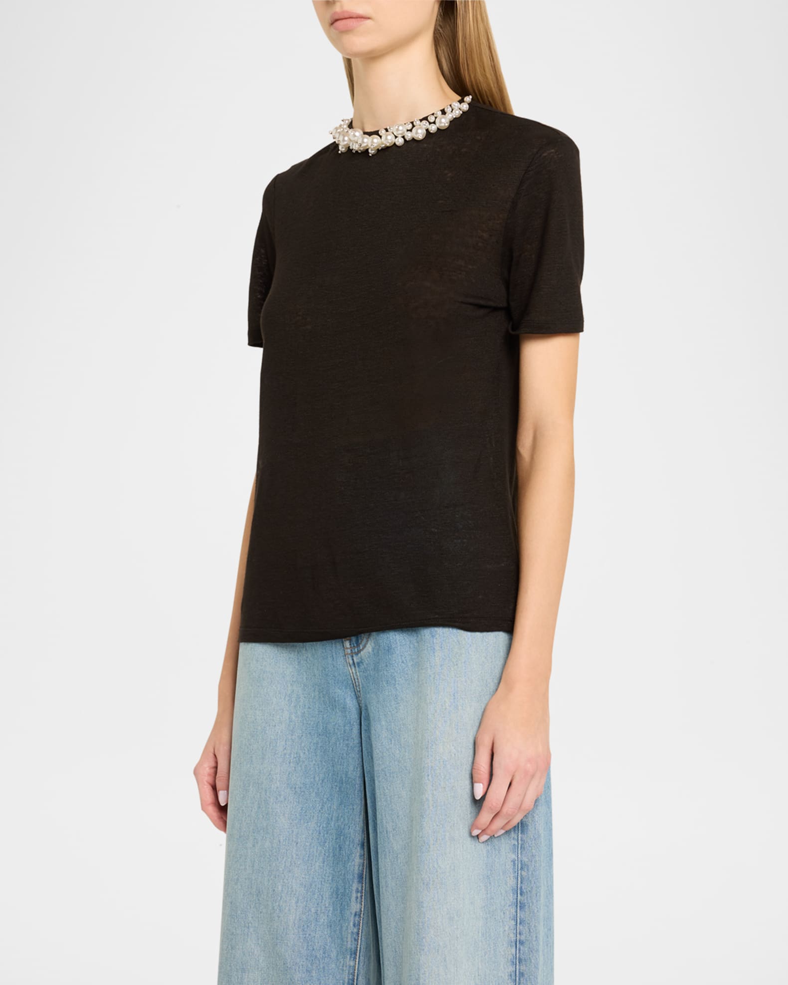 【Zimmermann】CRUSH EMBELLISHED TEE 上品パール Tシャツ Crush Embellished Tee Ivory Online | Zimmermann