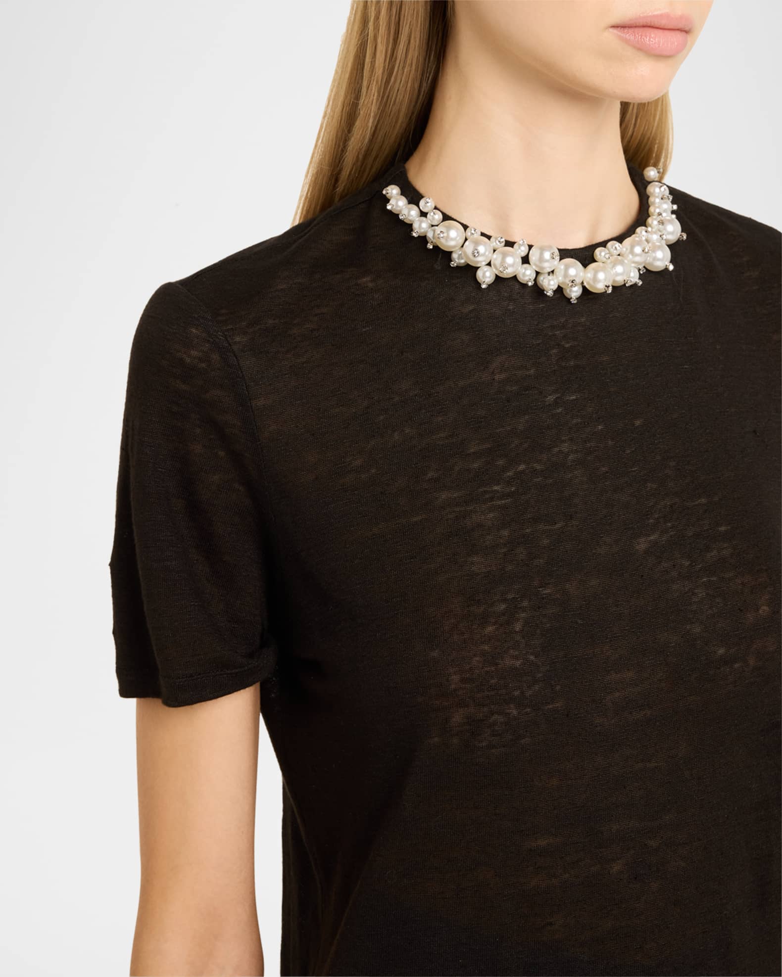 【Zimmermann】CRUSH EMBELLISHED TEE 上品パール Tシャツ Crush Embellished Tee Black Online | Zimmermann