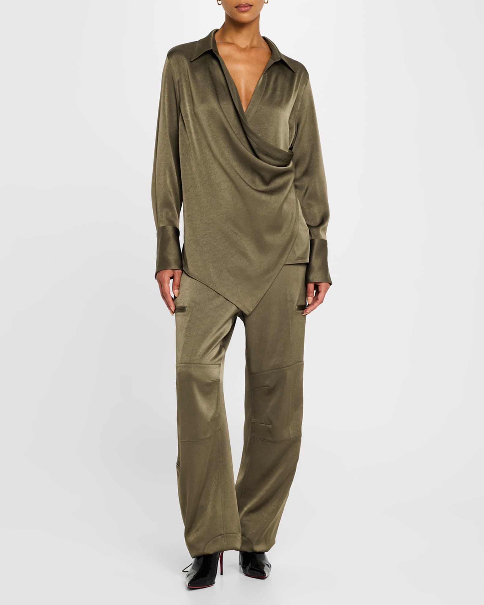 Fluid-Satin Relaxed Wrap Shirt 1