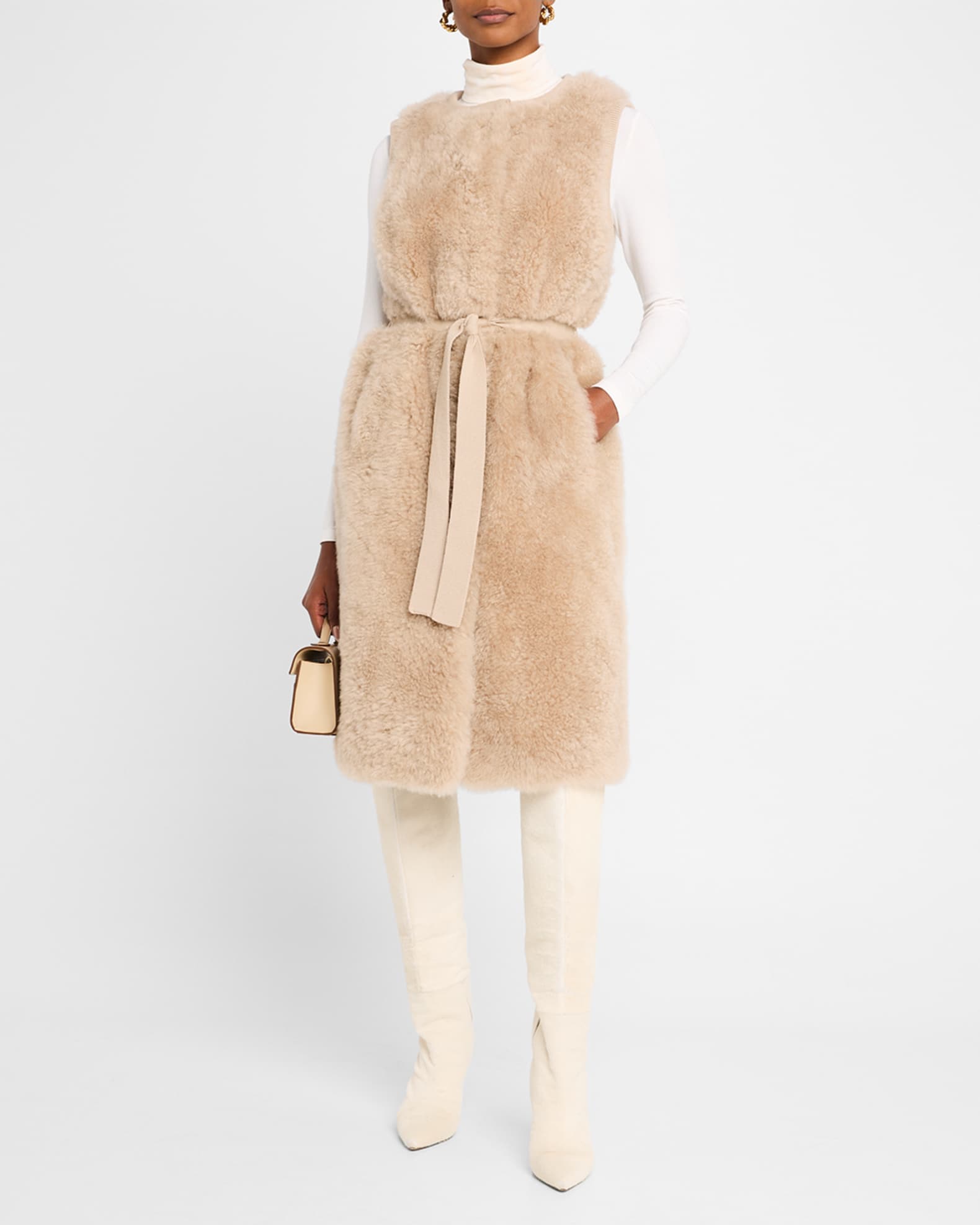 Belted Lamb Shearling Vest 1