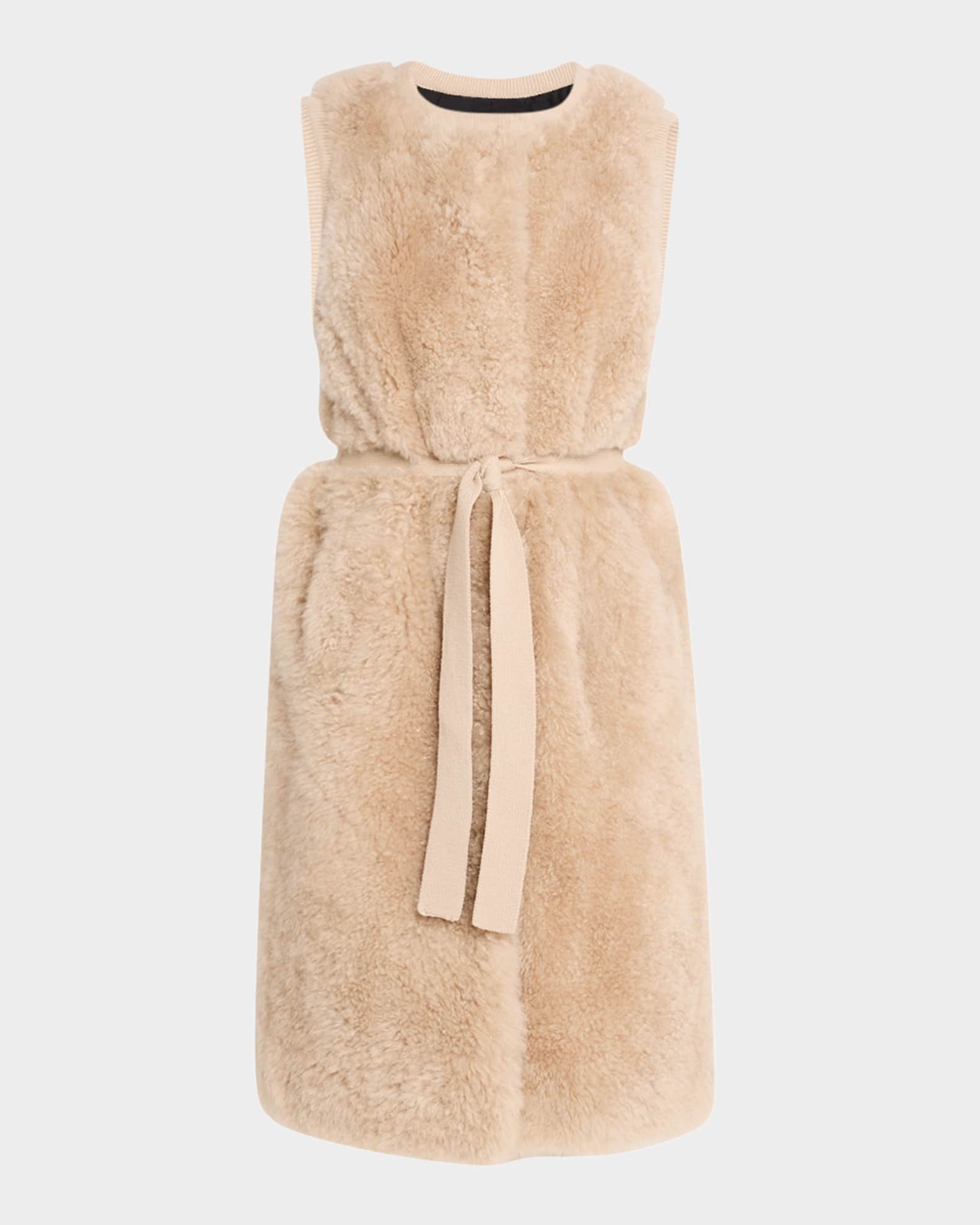 Belted Lamb Shearling Vest 0