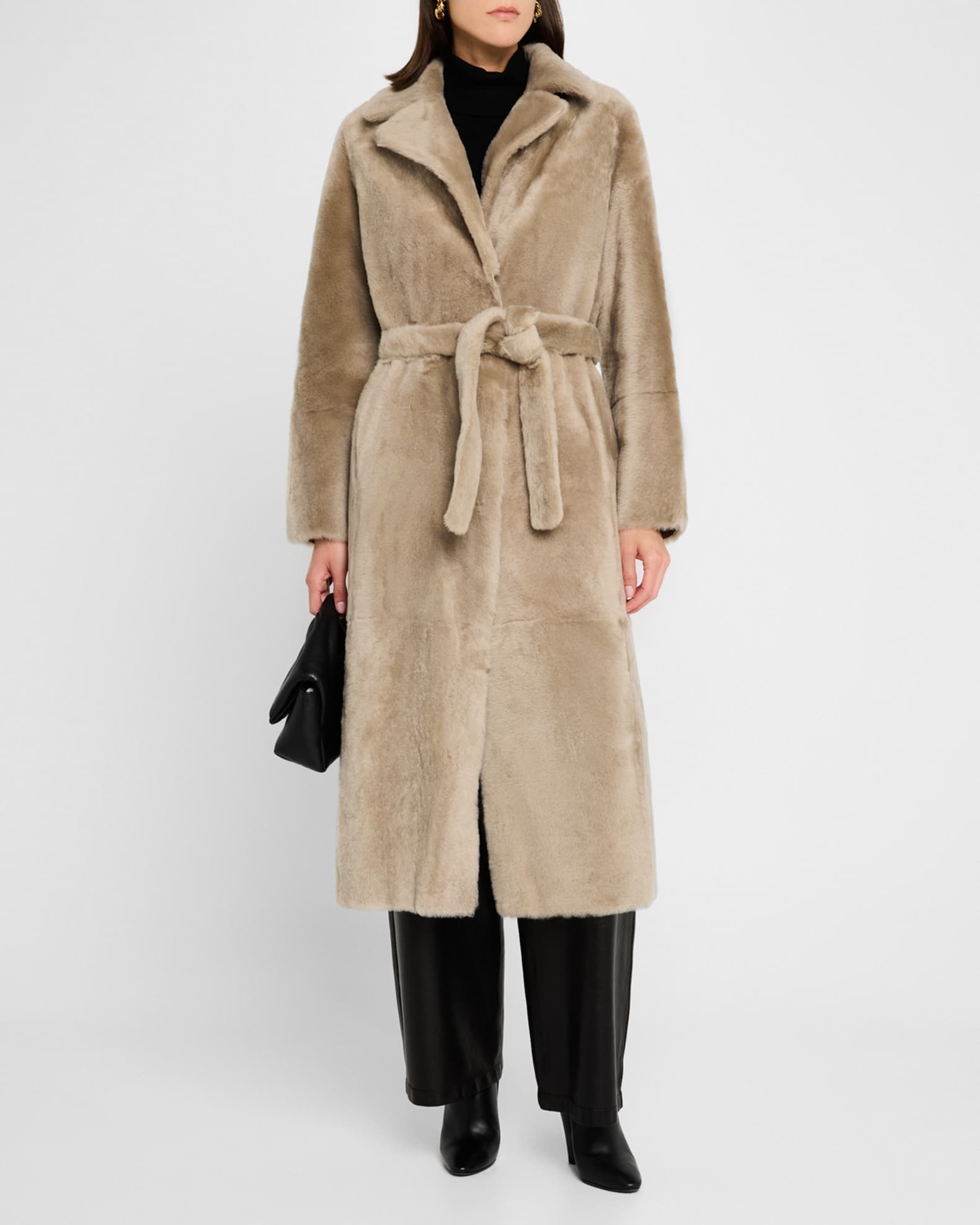 Reversible Belted Shearling Coat 1