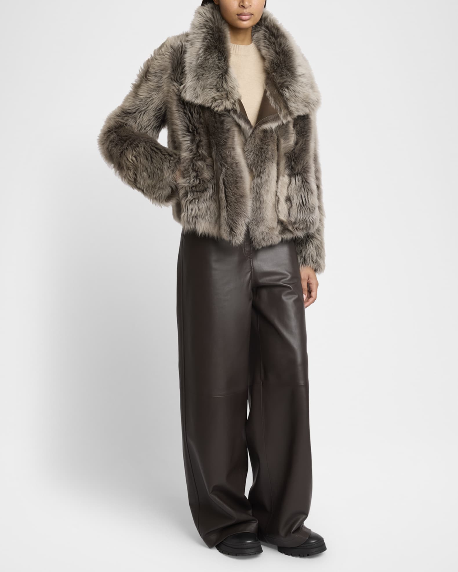 Yves Salomon Toscana Lamb Shearling Jacket | Neiman Marcus