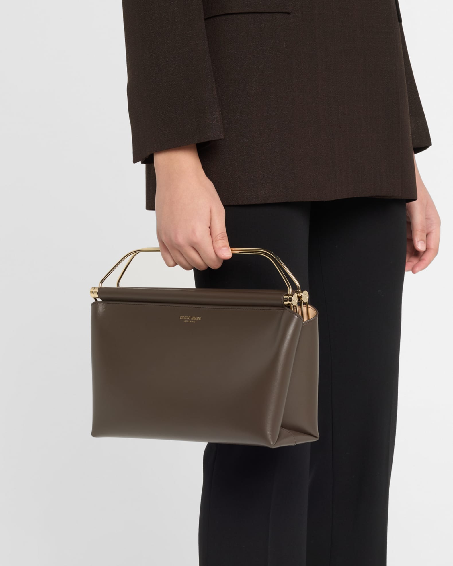 Giorgio Armani Avenue Large Polished Leather Shoulder Bag | Neiman