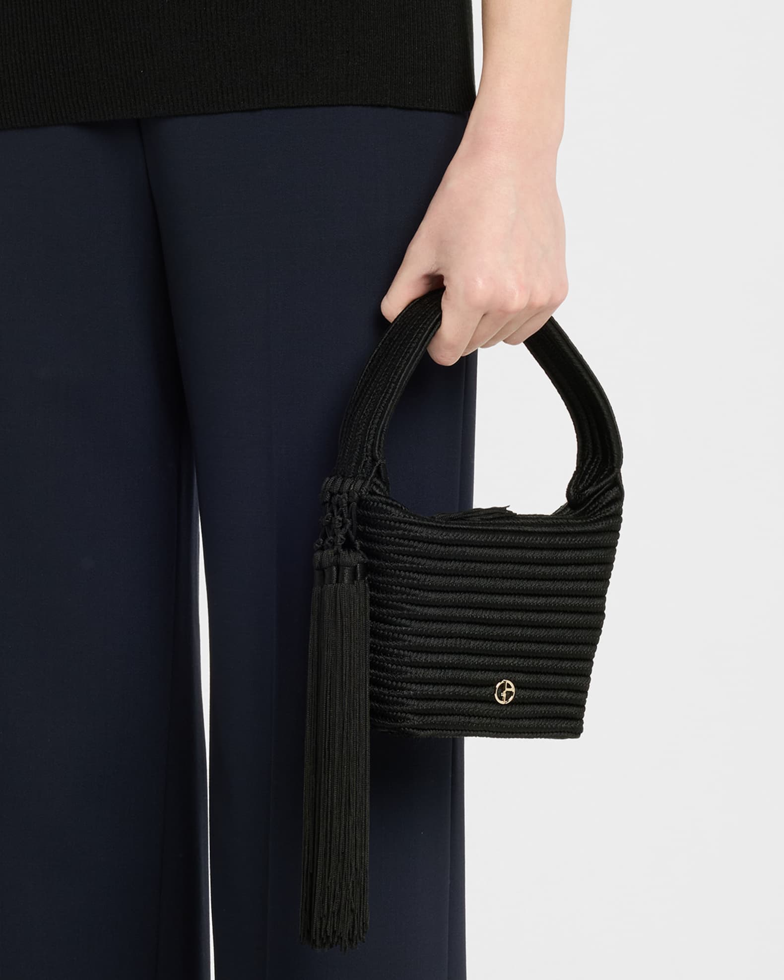 Giorgio Armani La Prima Mini Tassel Woven Hobo Bag | Neiman Marcus