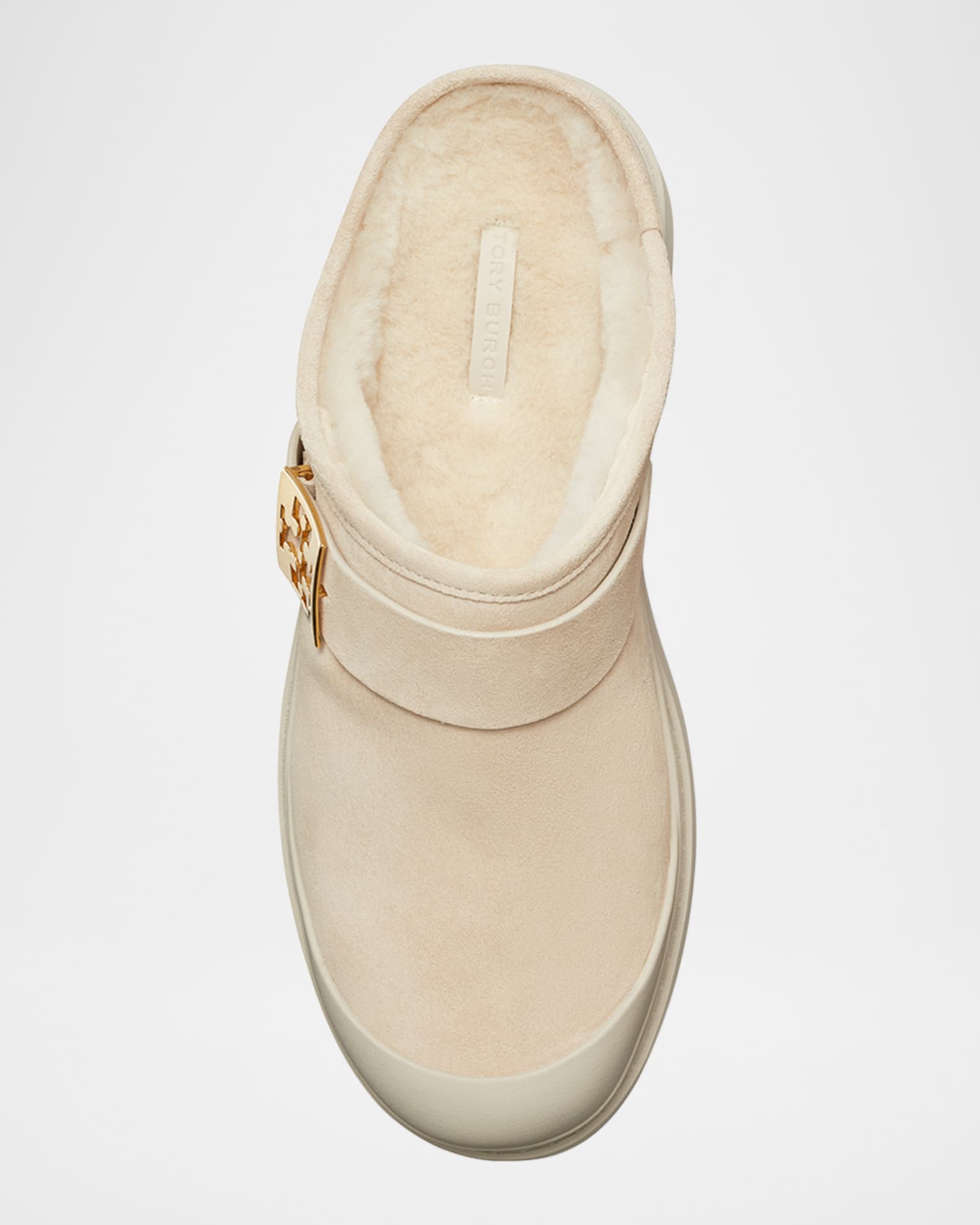 Tory Burch Mellow Suede Shearling Buckle Platform Loafer