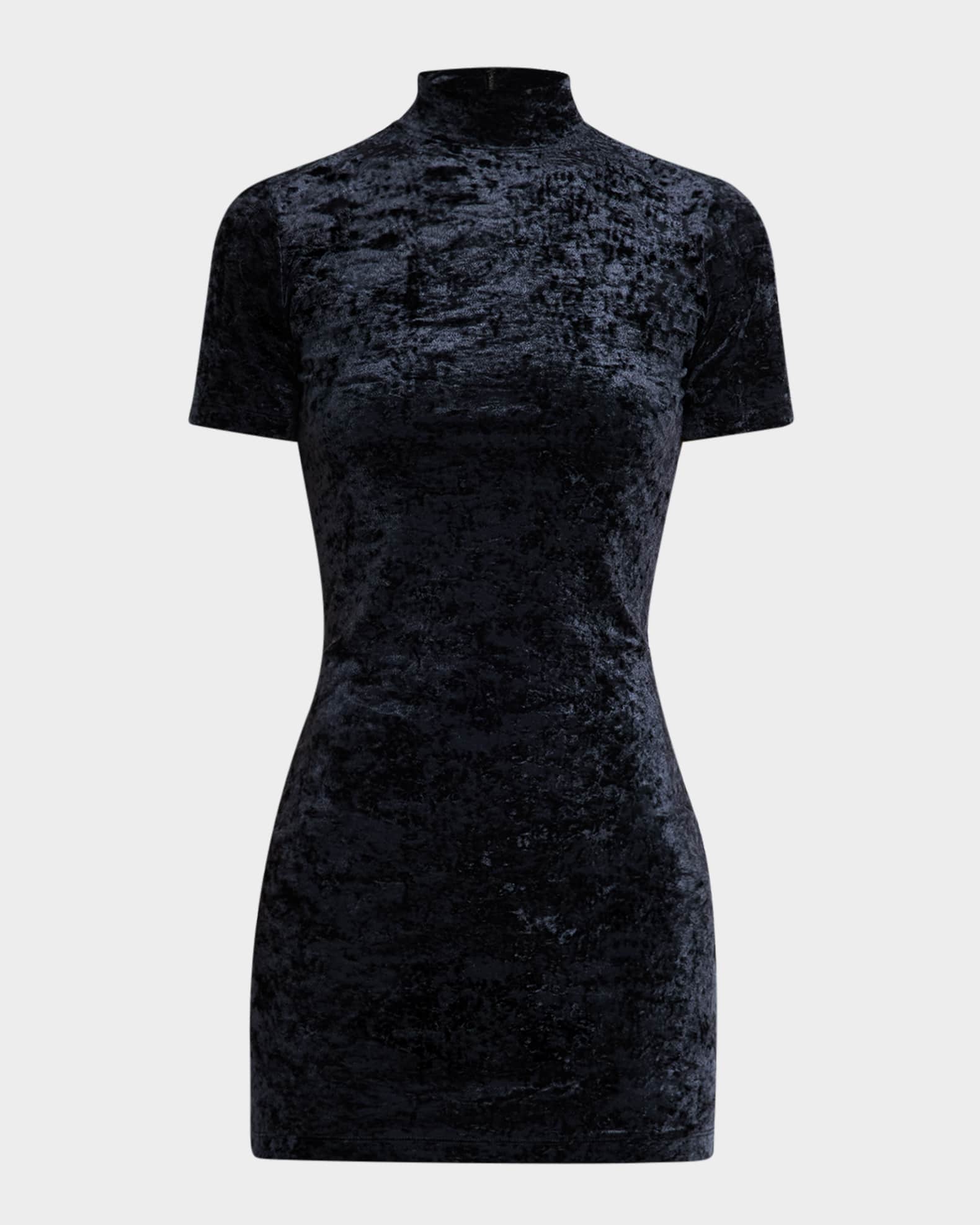 Turtleneck velour mini dress on sale