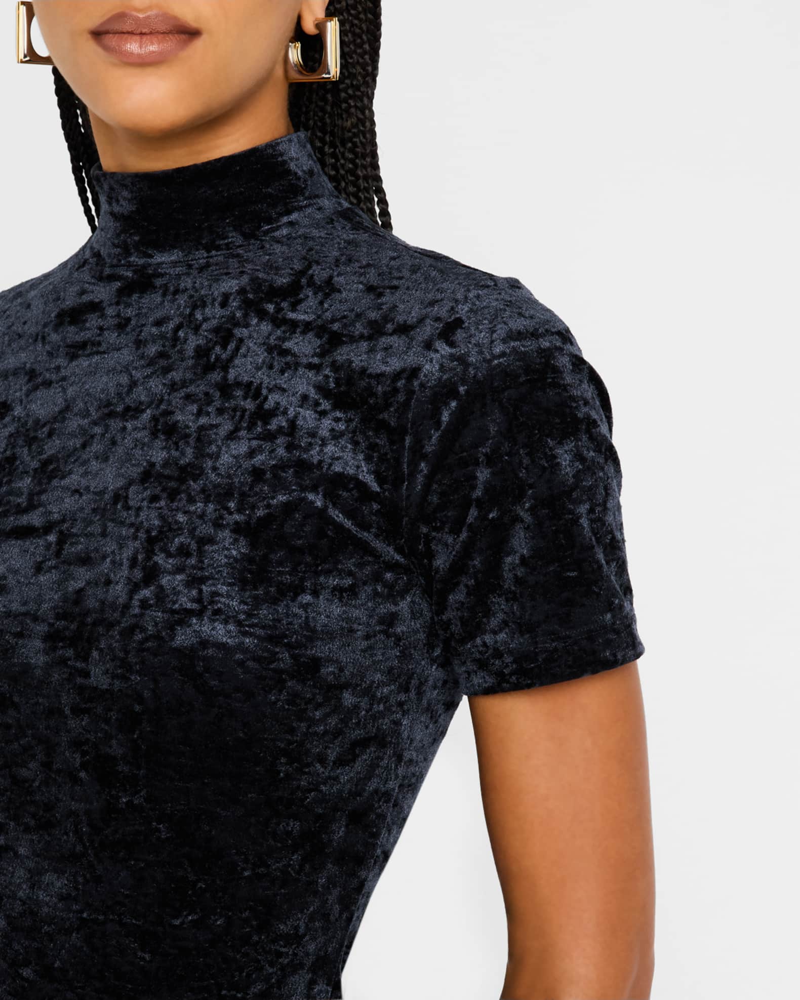 Turtleneck velour mini dress cheap