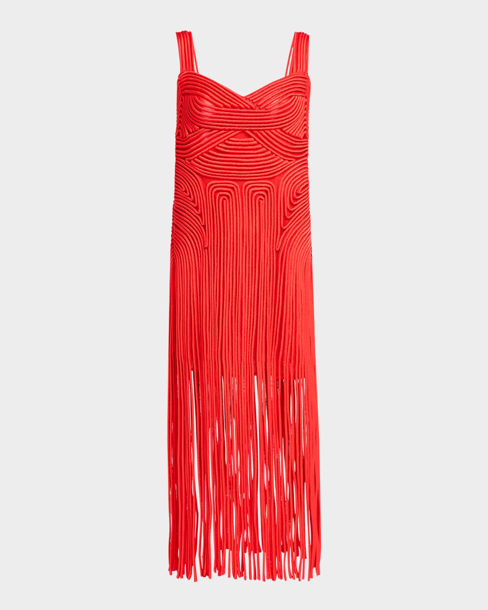 Darby Sweetheart Macramé Fringe Midi Dress 0