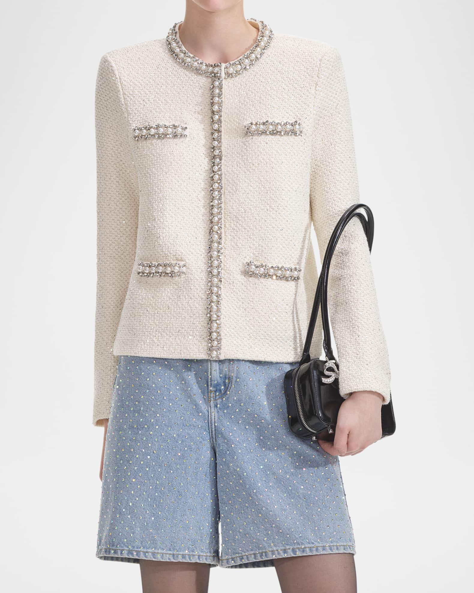 Embroidered Textured Knit Cardigan
