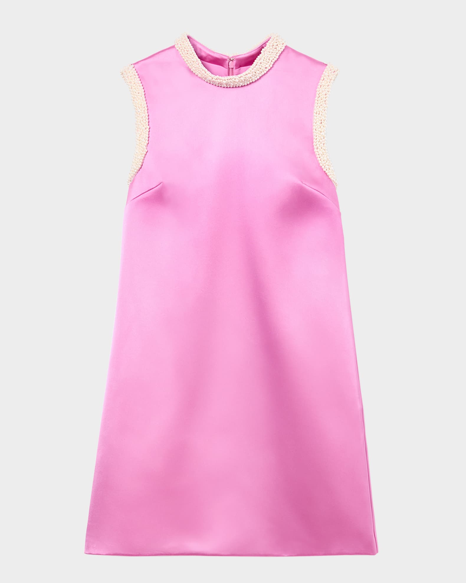 Pearly Trim Satin Mini Dress 0