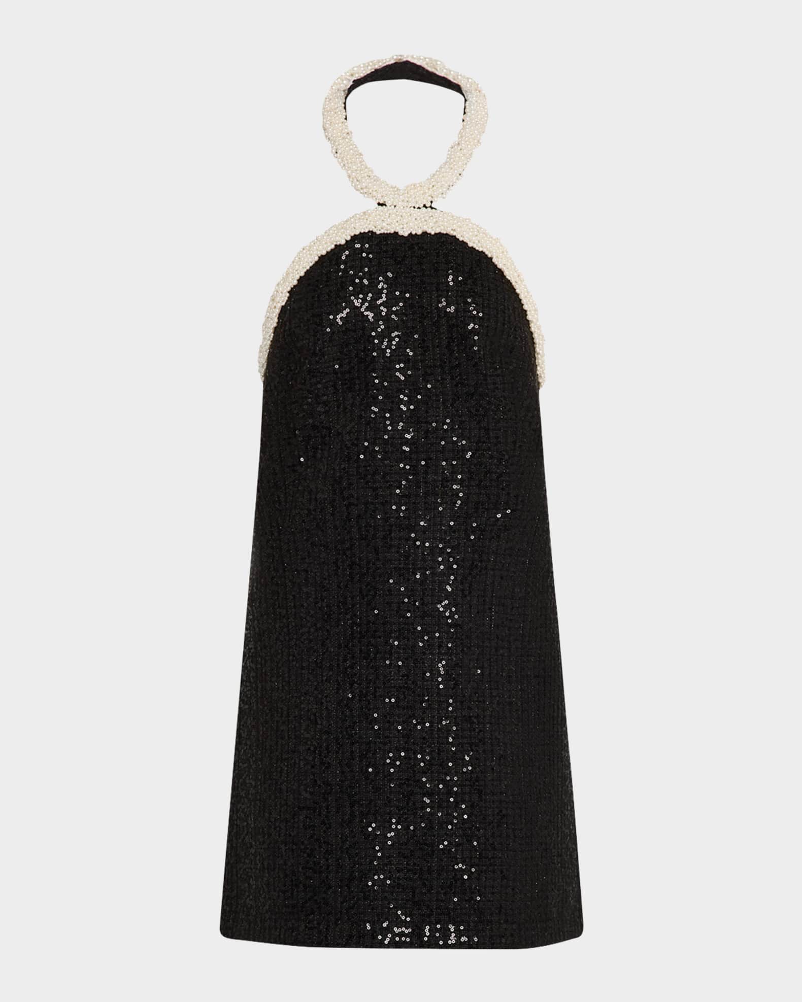 Boucle Pearly-Trim Mini Dress 0