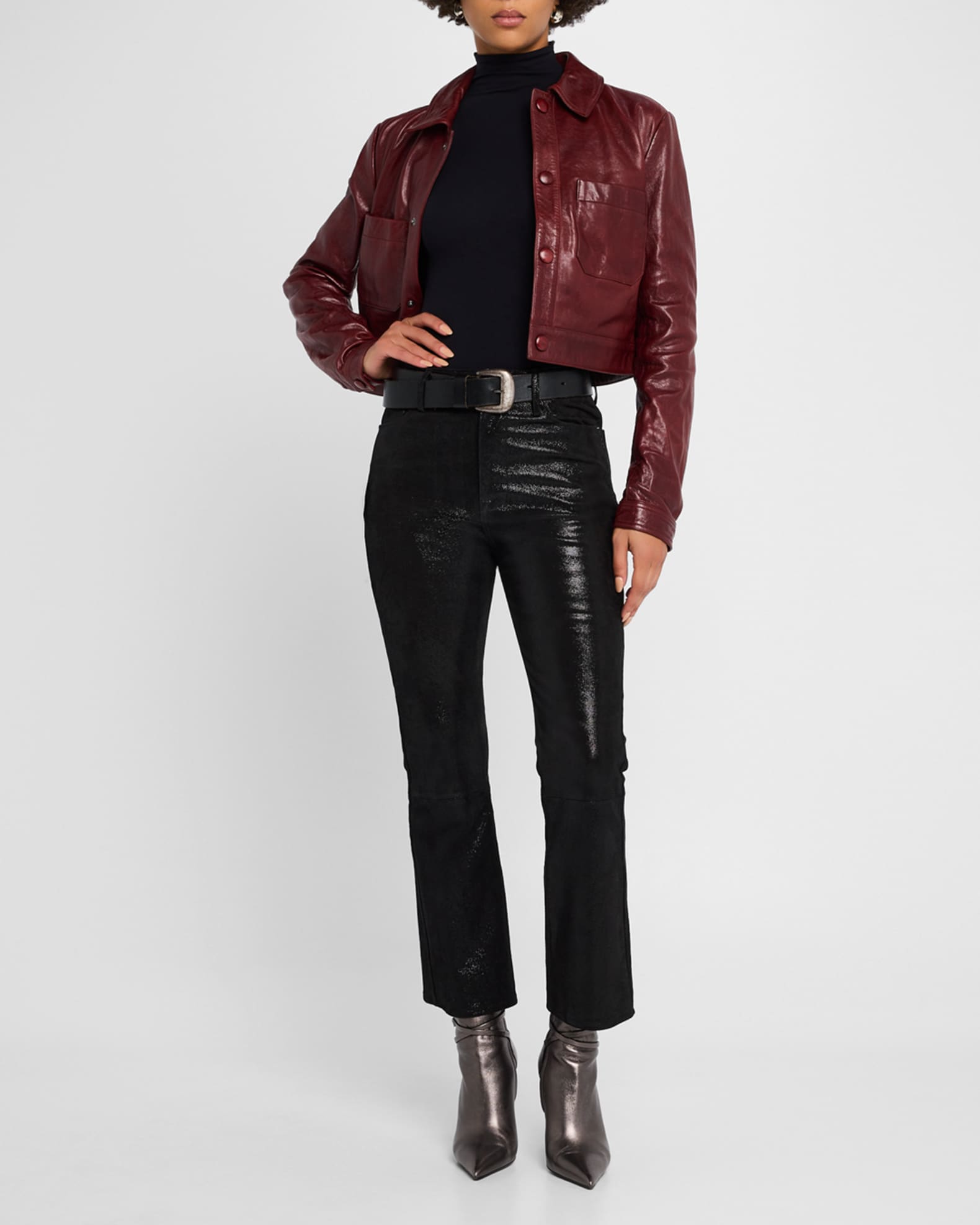 Button Front Leather Jacket