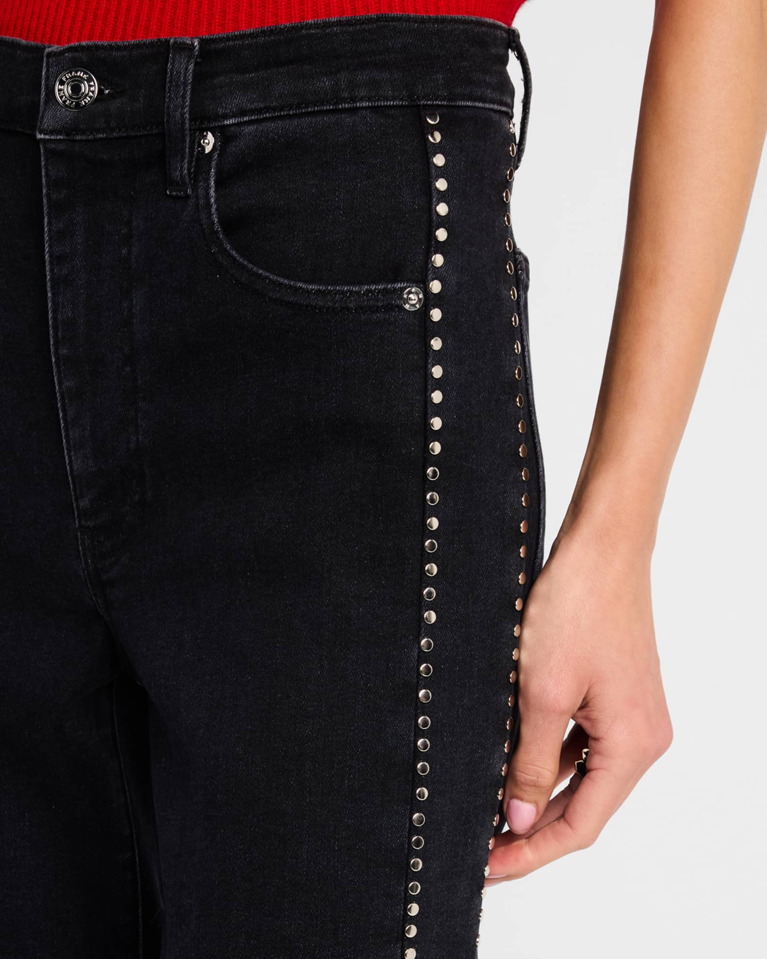 パンツ Straight just waist studs denim pants FRAME Le Sleek Straight Studded Jeans | Neiman Marcus