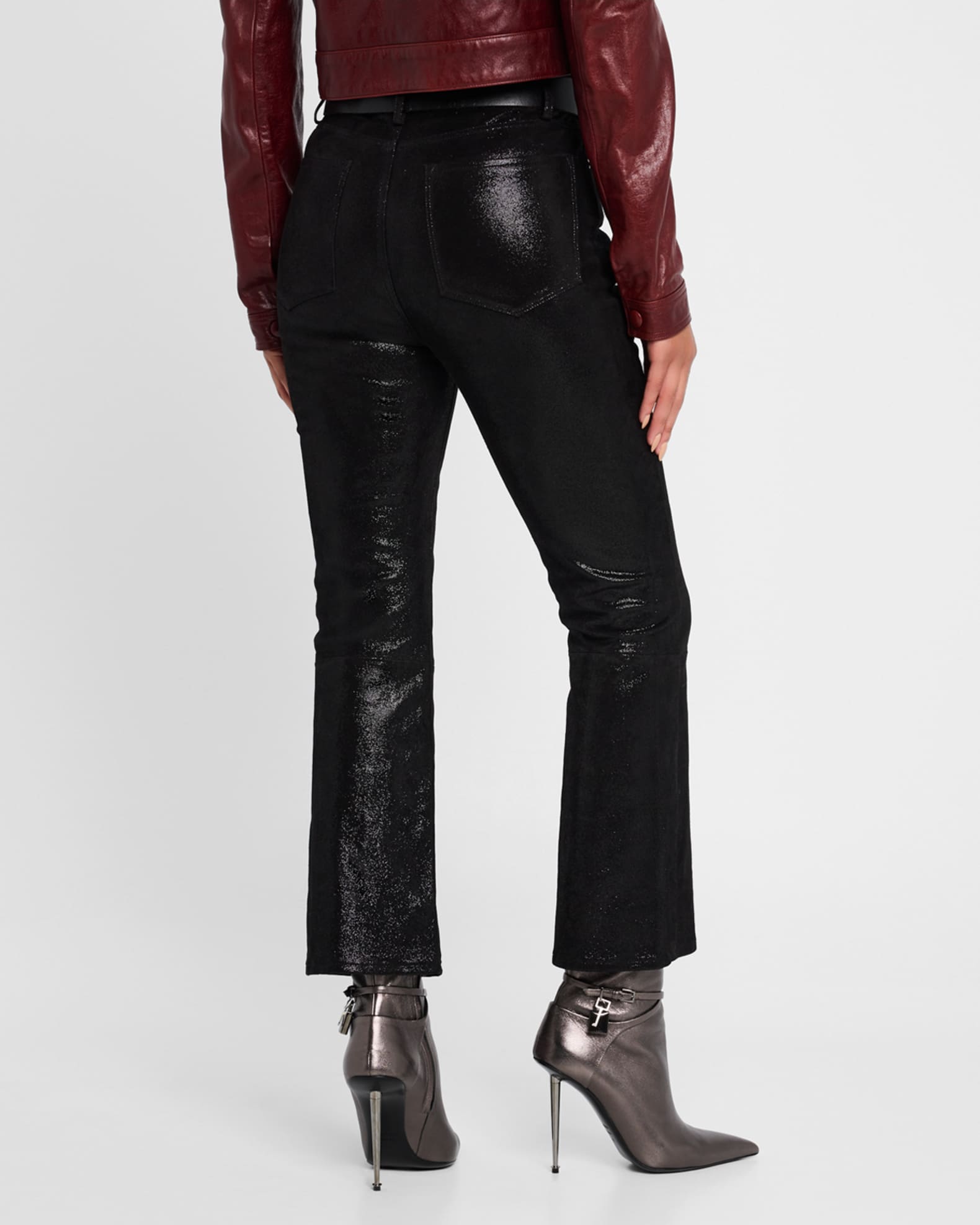FRAME Le Crop Mini Boot Leather Pants | Neiman Marcus