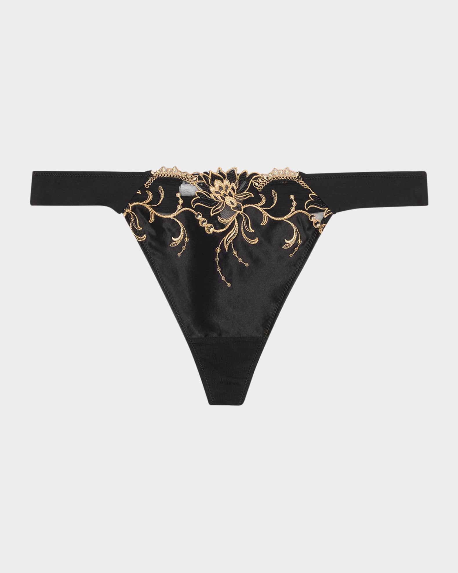 Eblouissante Icone Embroidered Satin Thong 0
