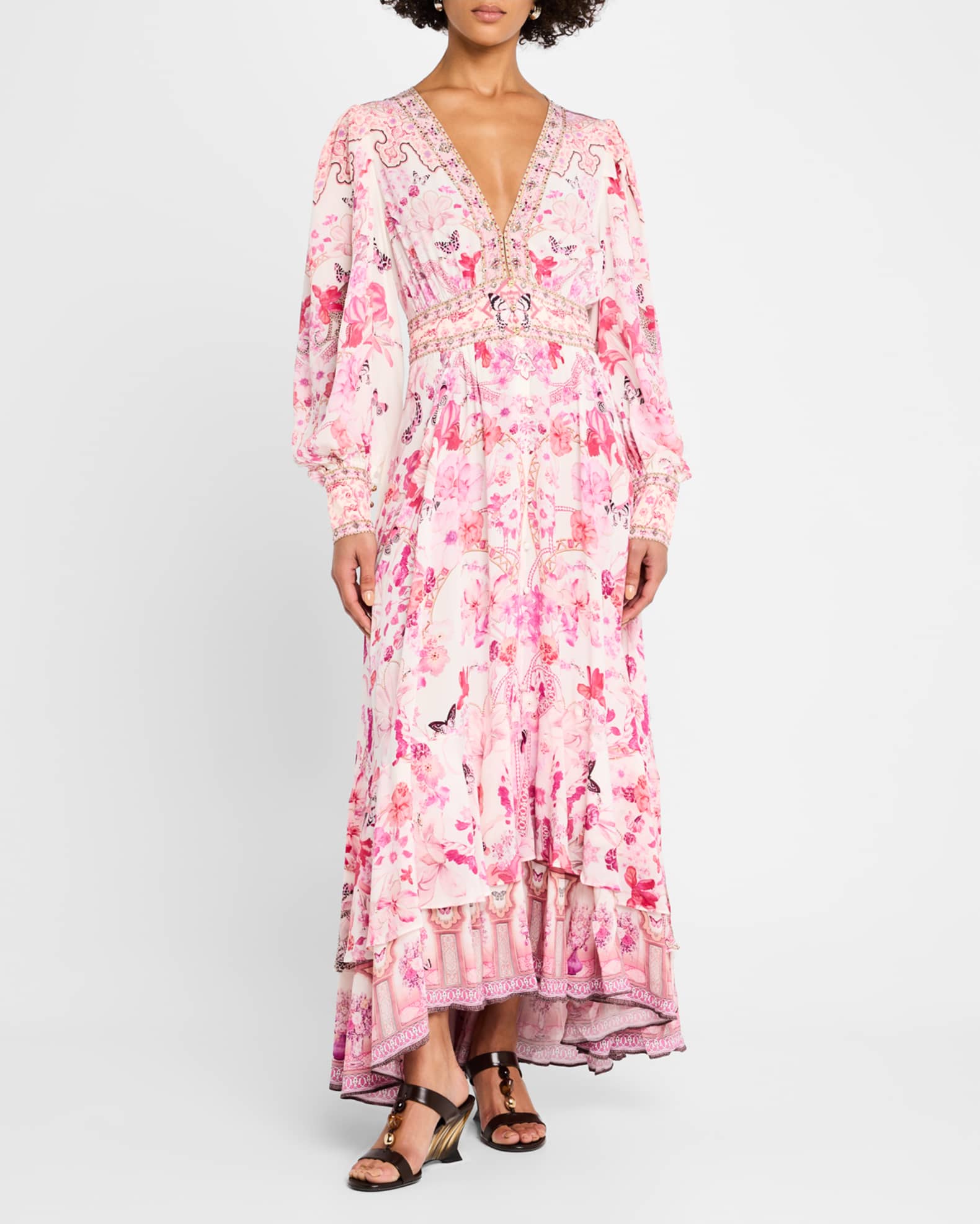 BUTTON FRONT STRAPPY FRILL DRESS BOTANICAL NOVELLA
