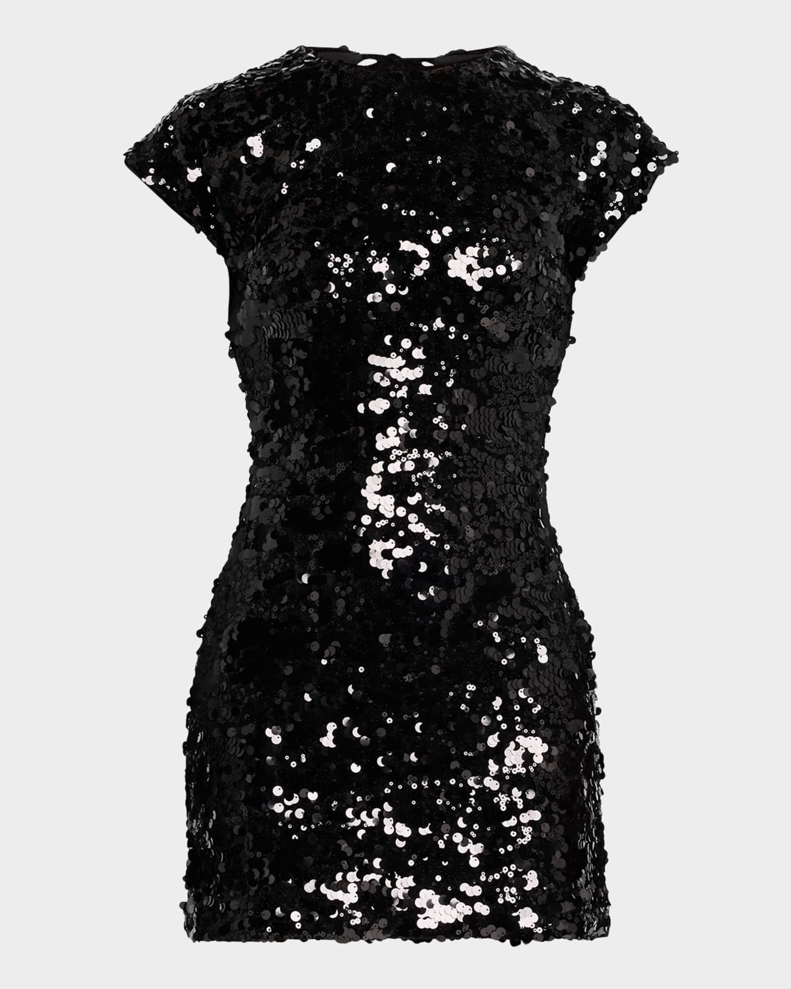 Sequined Tie Mini Dress  0