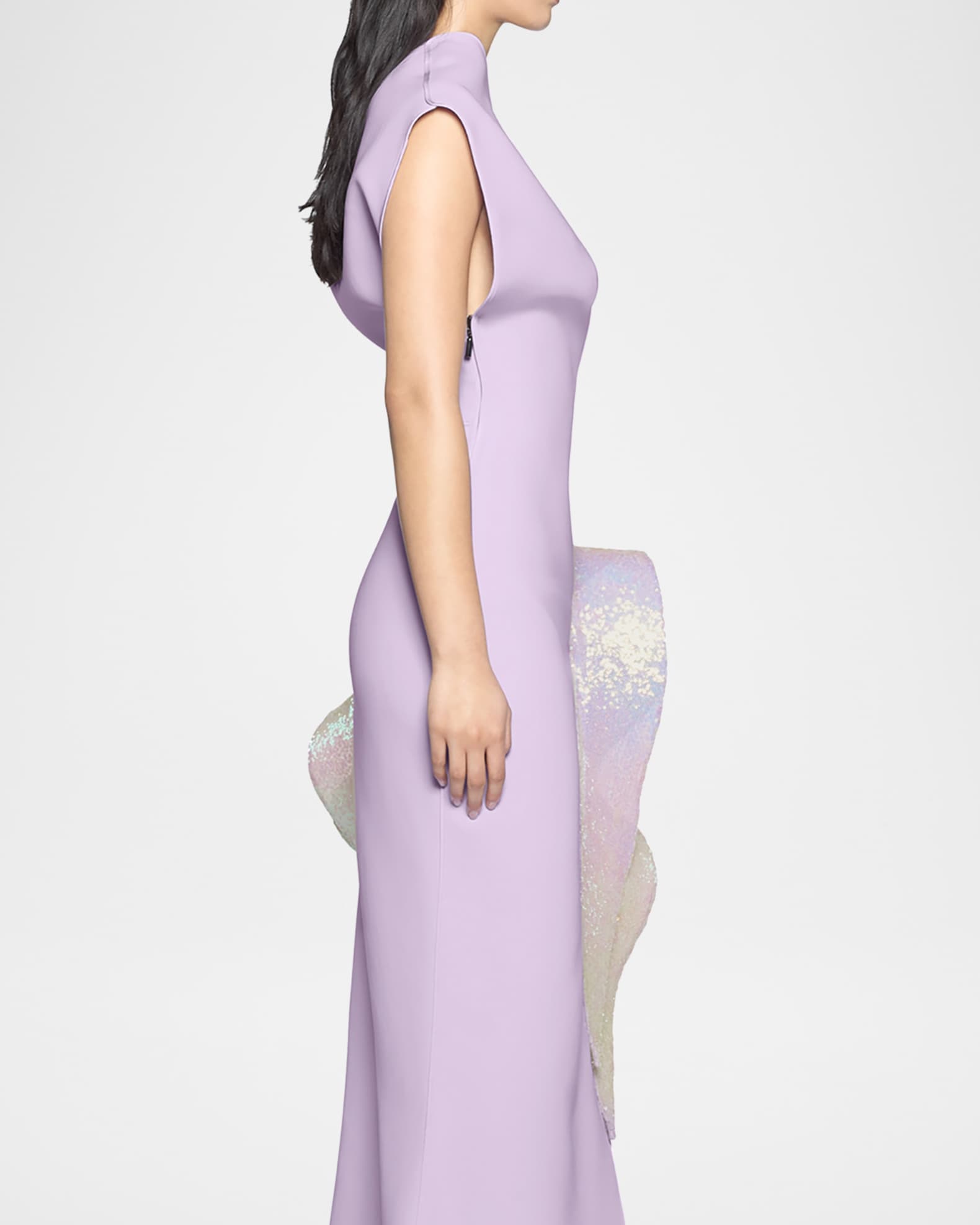Wishing Sequined Ruffle Slit One Shoulder Gown