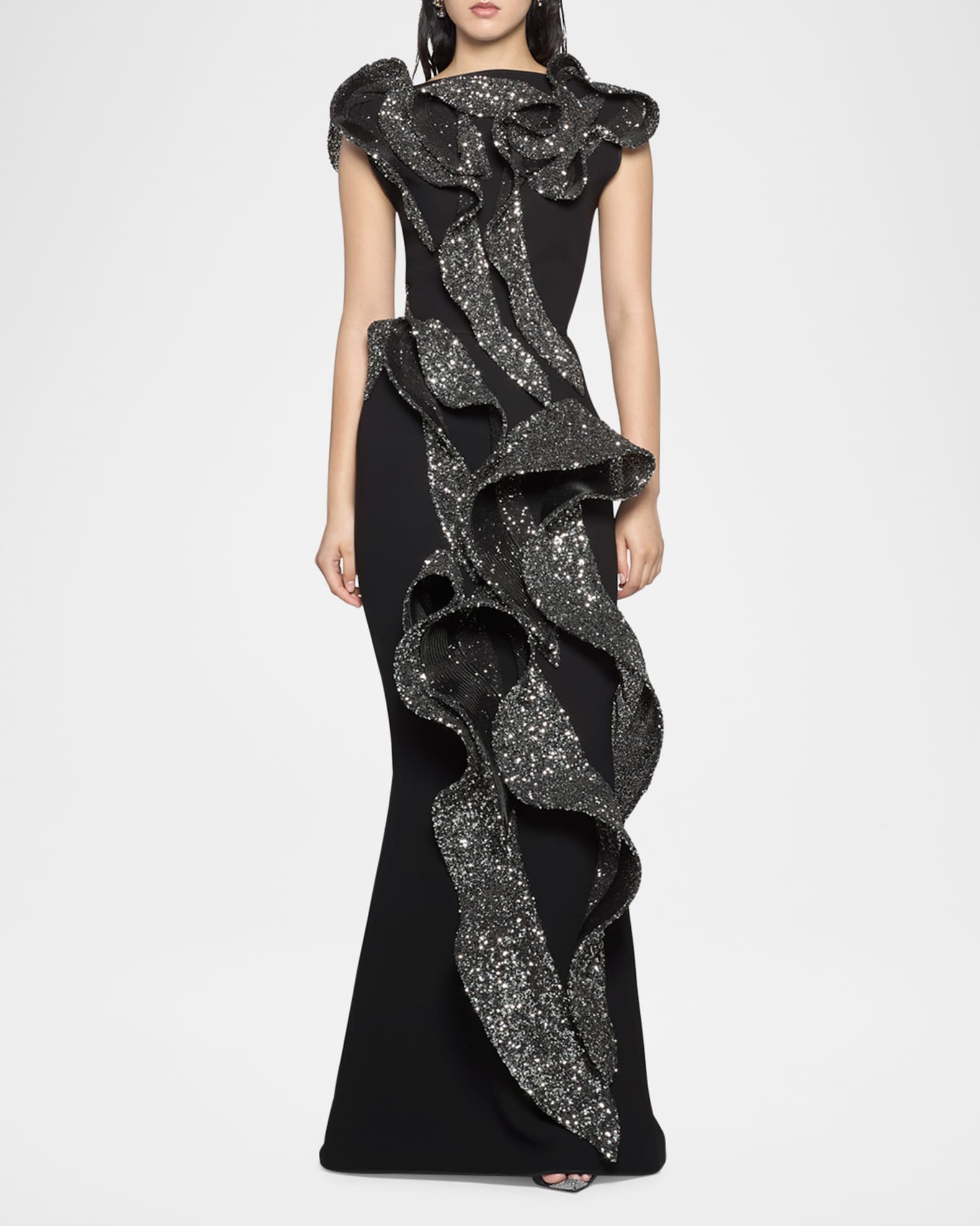 Tantalise Wave Sequined-Ruffle Mermaid Gown 1