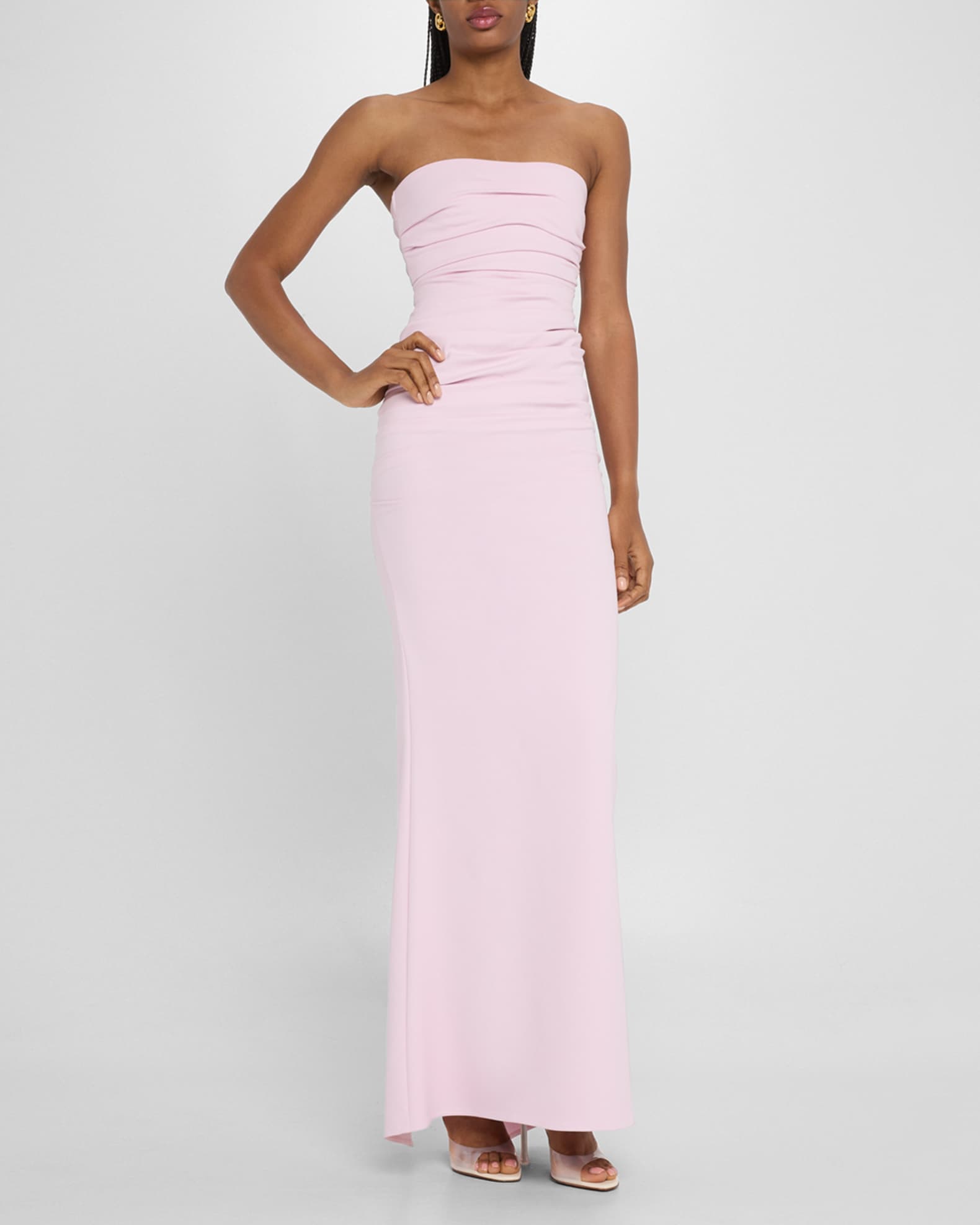 Intoxicate Strapless Ruched Maxi Gown