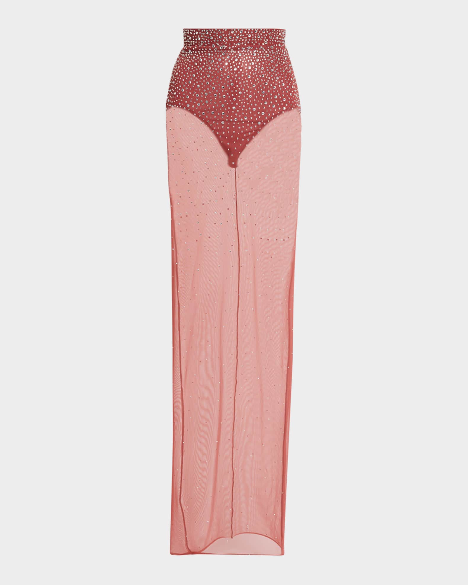 Column Maxi Skirt in Crystal Mesh 0