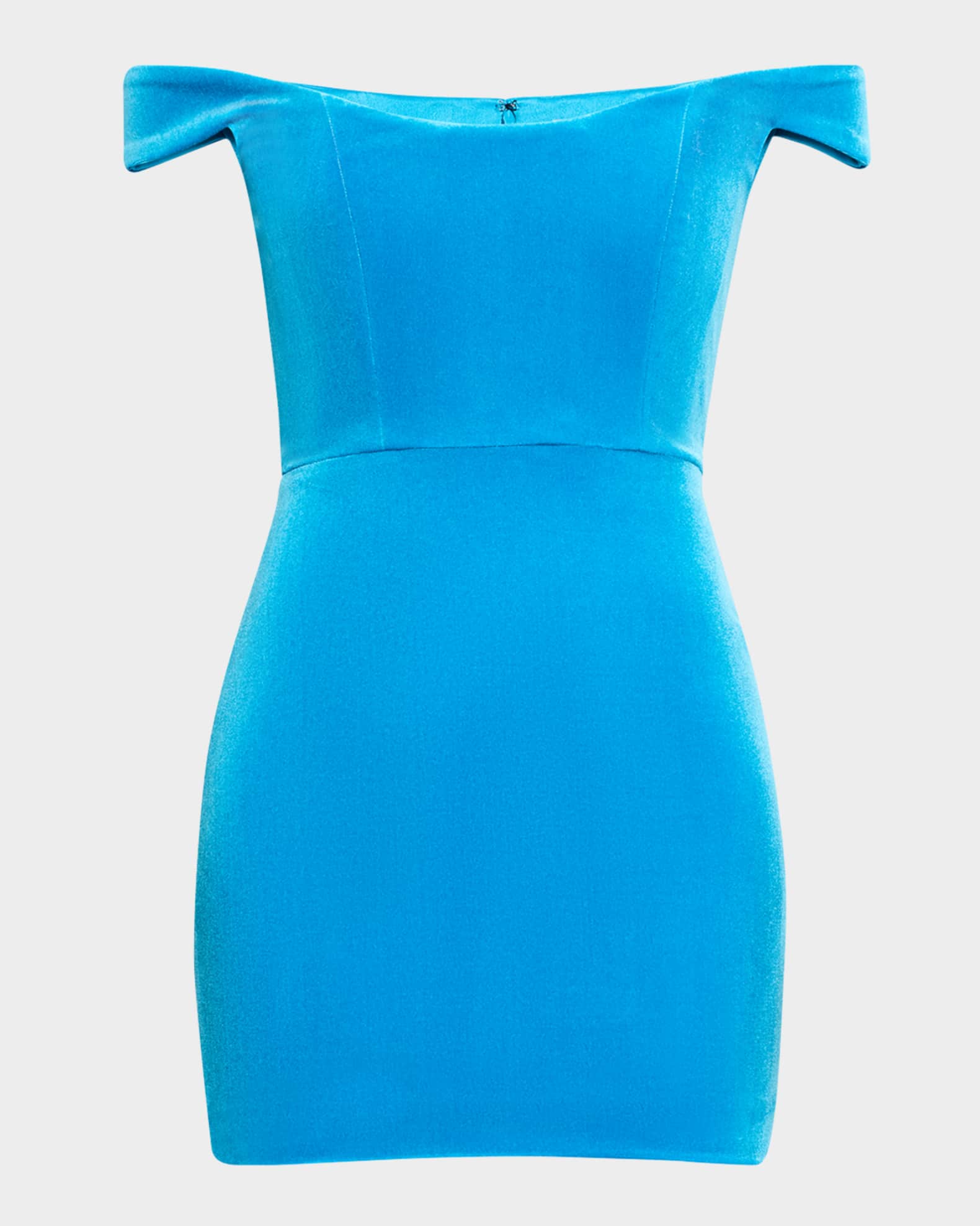 Off-The-Shoulder Corset Velvet Mini Dress 0