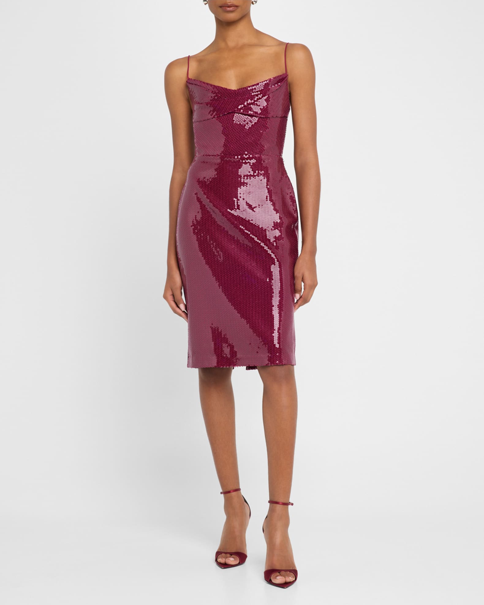 Draped Sequined Sleeveless Midi Dress 1