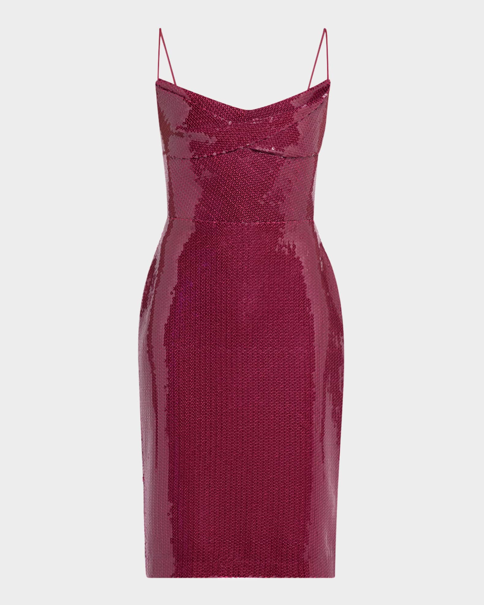 Draped Sequined Sleeveless Midi Dress 0