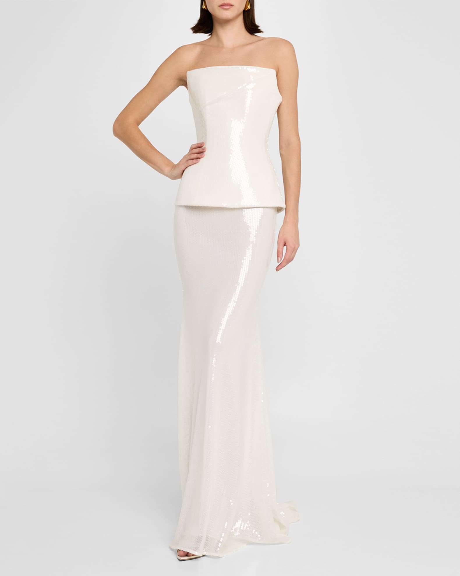 Strapless Longline Corset Sequin Gown 1