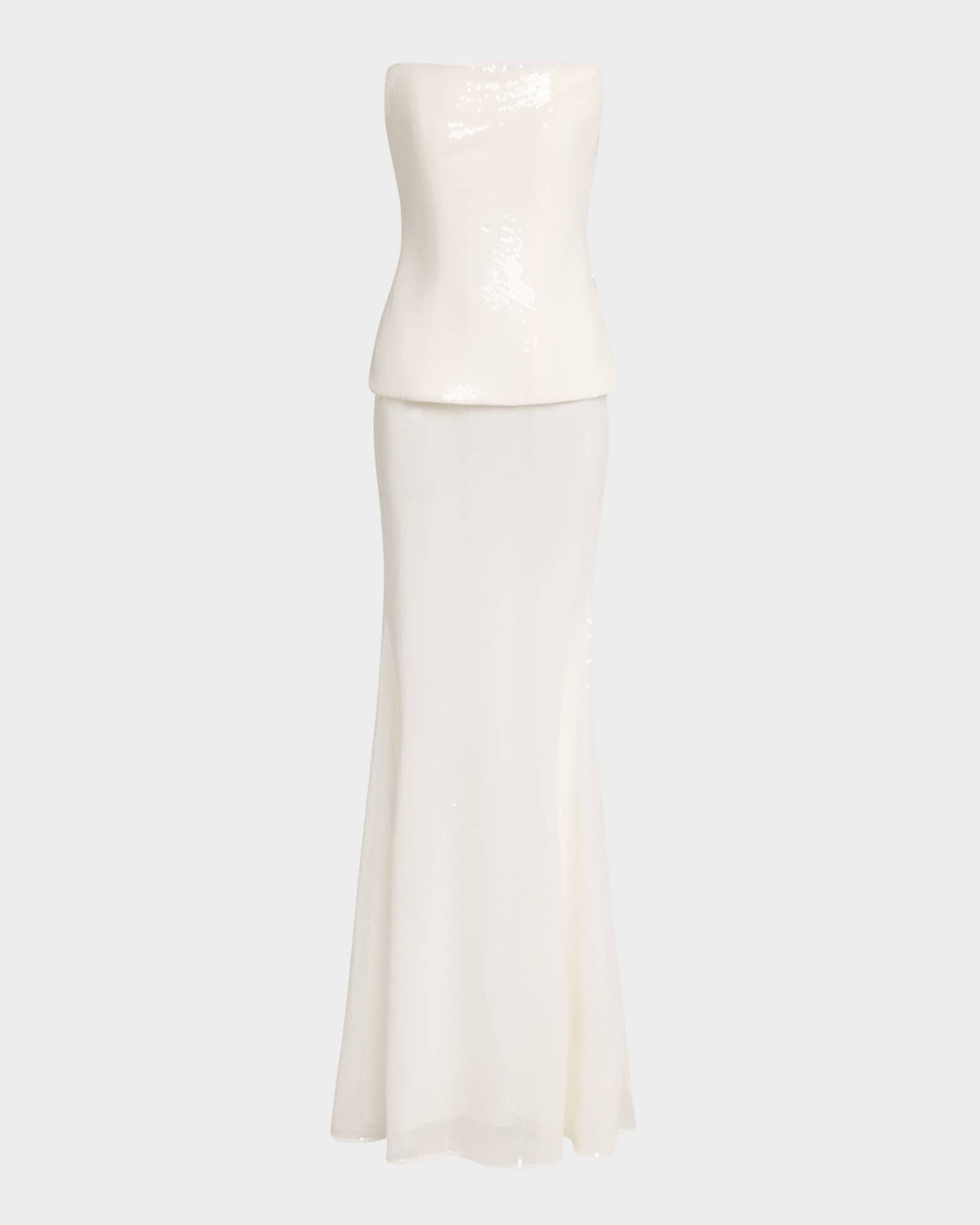 Strapless Longline Corset Sequin Gown 0