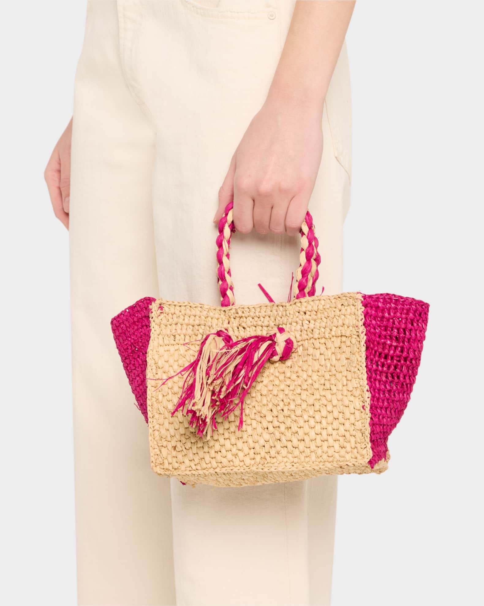 Lucas Mini Tassel Raffia Tote Bag 1