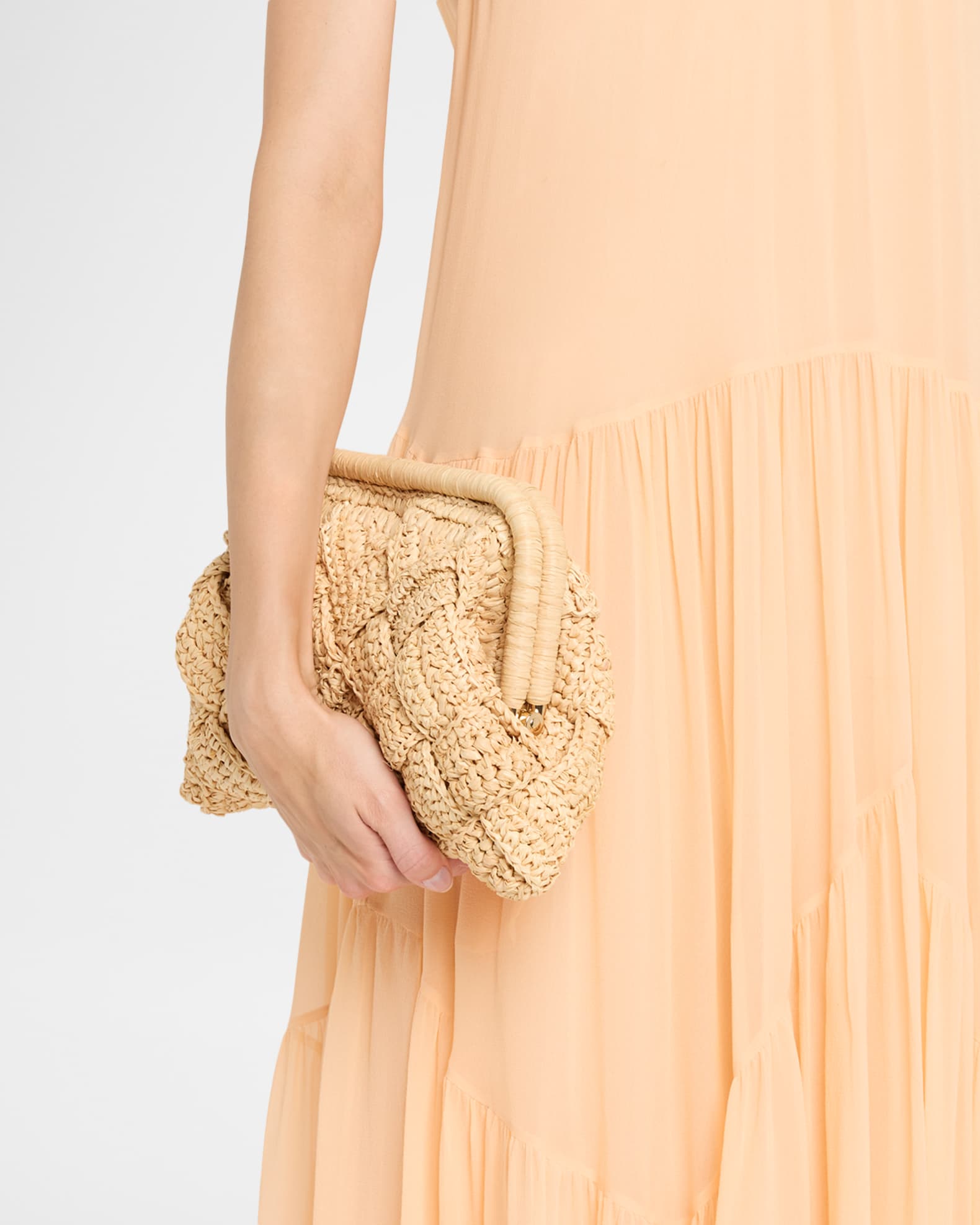 BTB Los Angeles Gigi Framed Woven Raffia Clutch Bag | Neiman Marcus