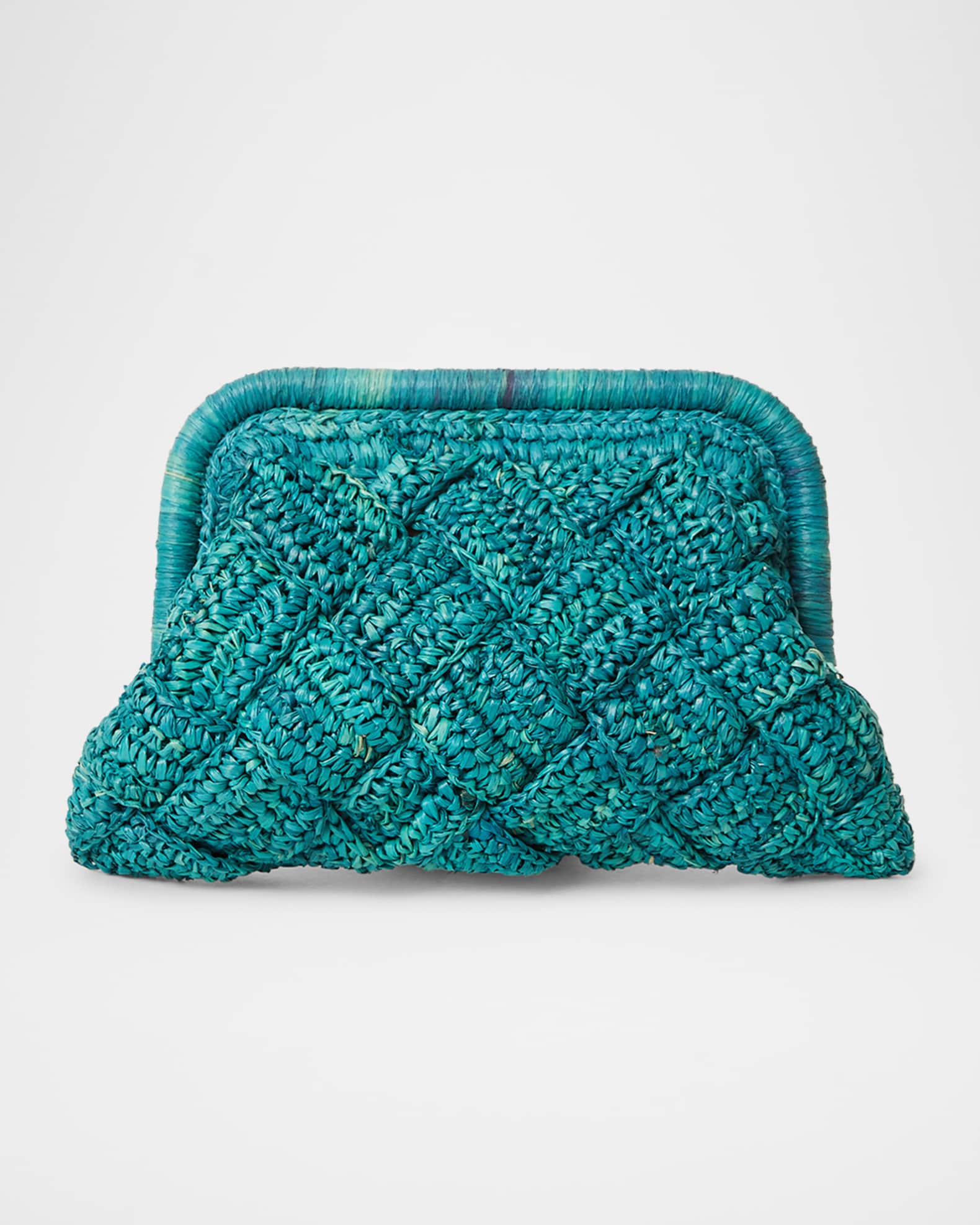 Gigi Framed Woven Raffia Clutch Bag 0