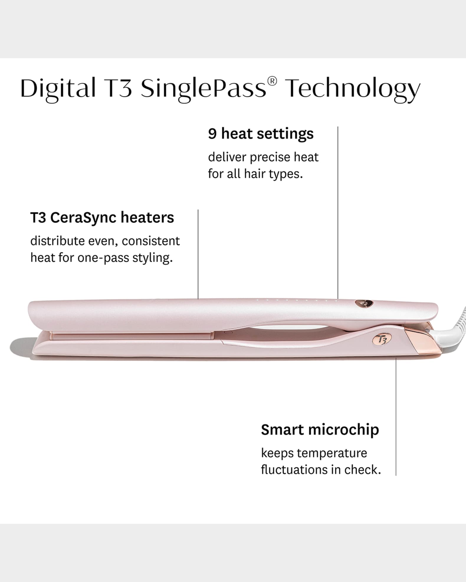 T3 SinglePass Smooth X 1 Professional Flat Iron with Extra Long Plates Neiman Marcus