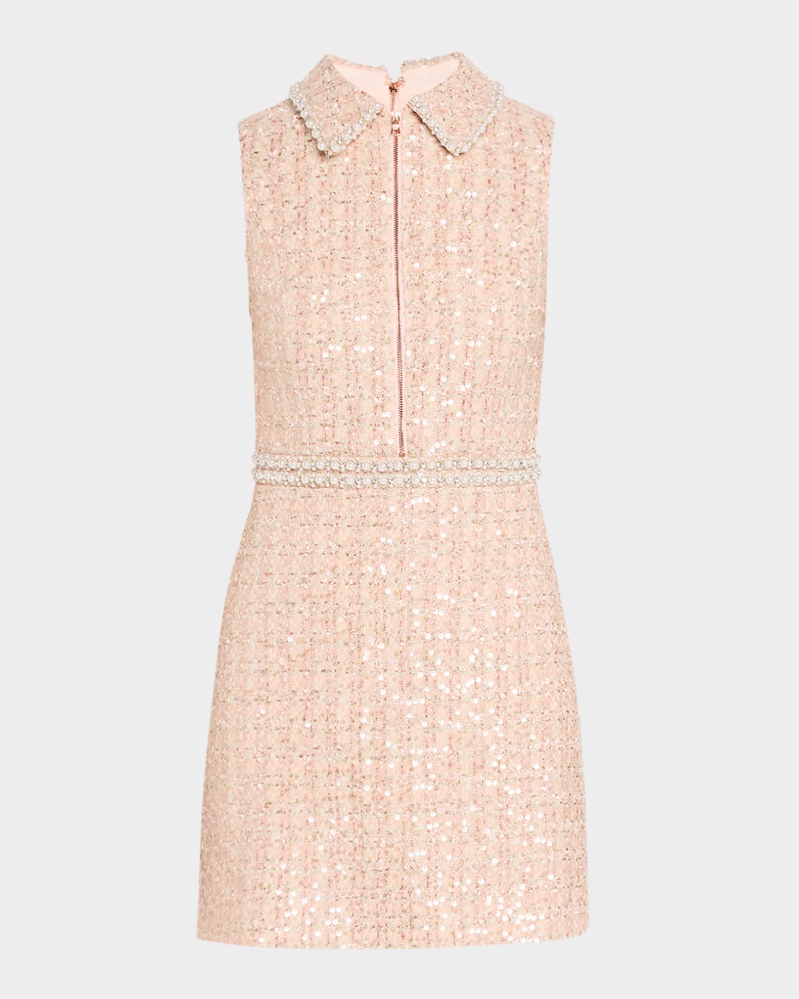 Ellis Embellished Zip-Front Mini Dress 0