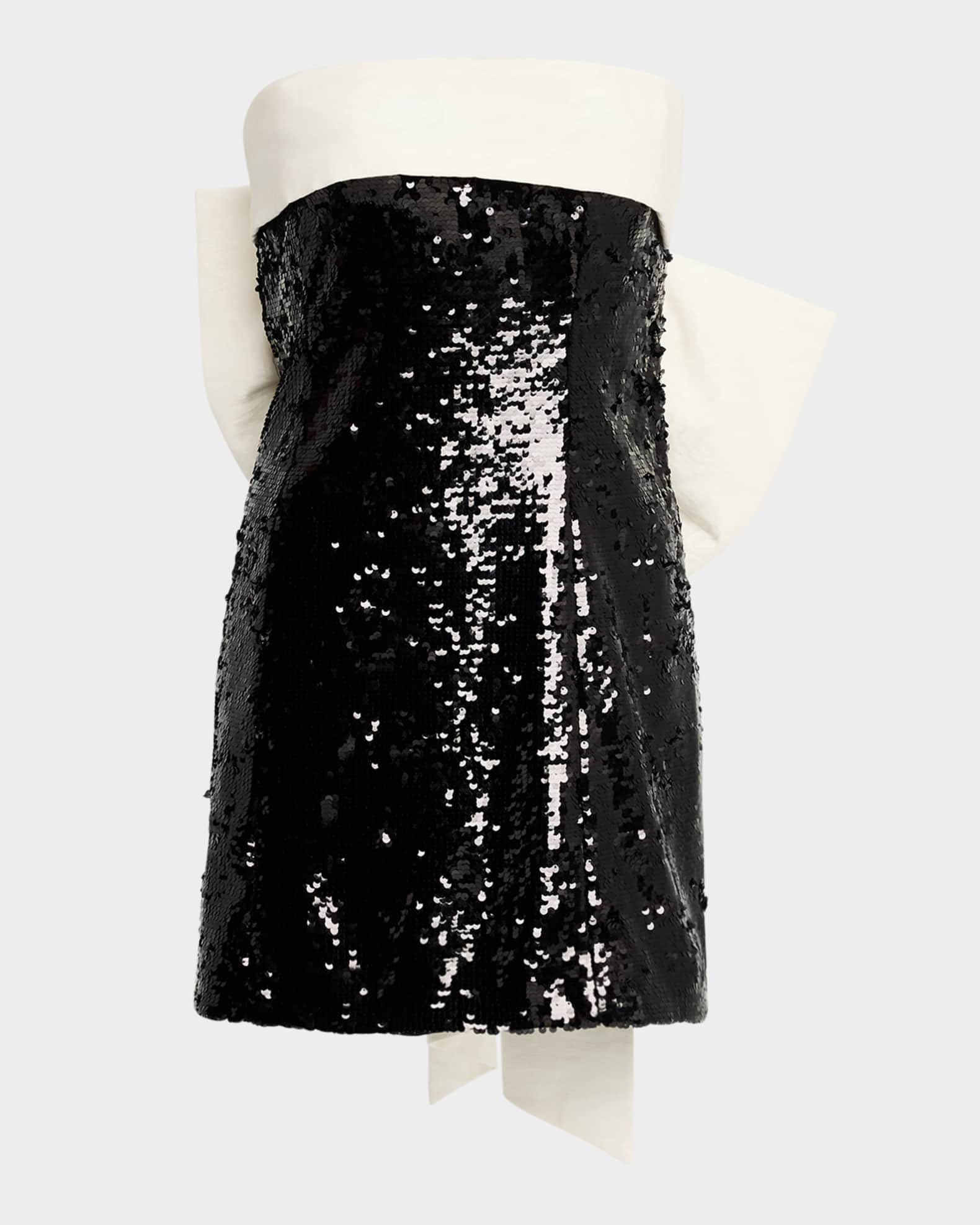 Sibella Sequined Strapless Draped Bow Back Mini Dress 0
