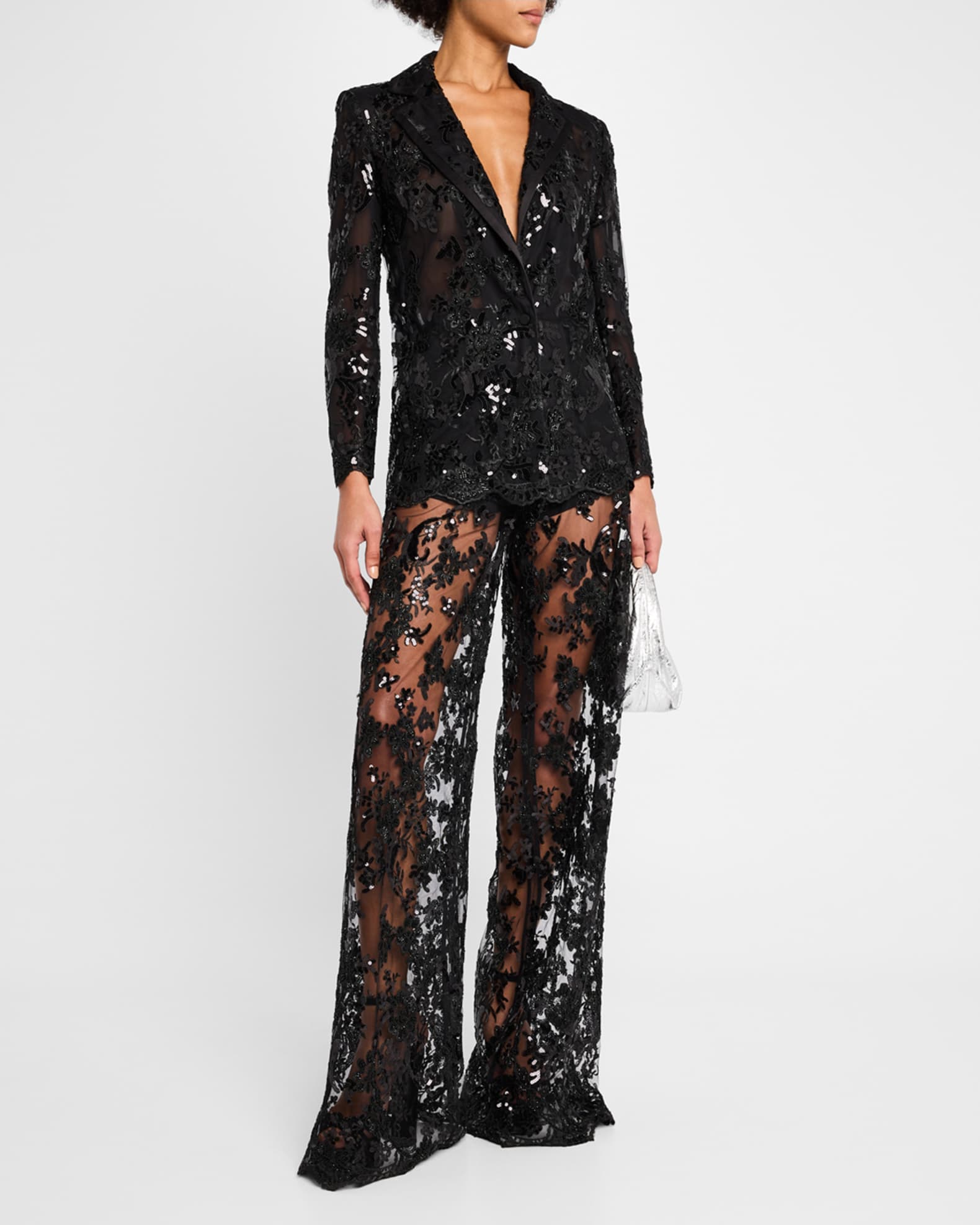 Judith Embellished Sheer Lace Blazer 1