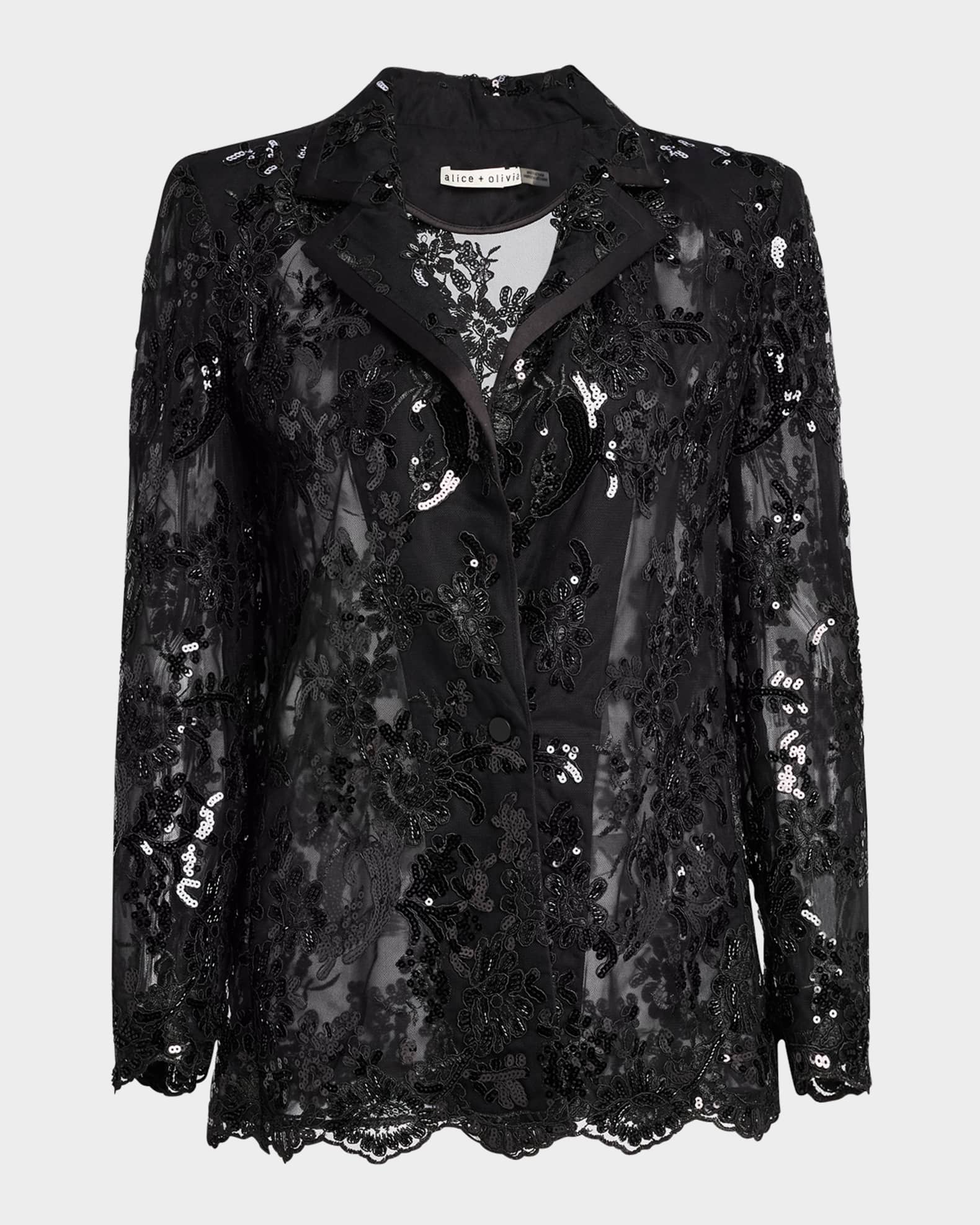 Judith Embellished Sheer Lace Blazer 0
