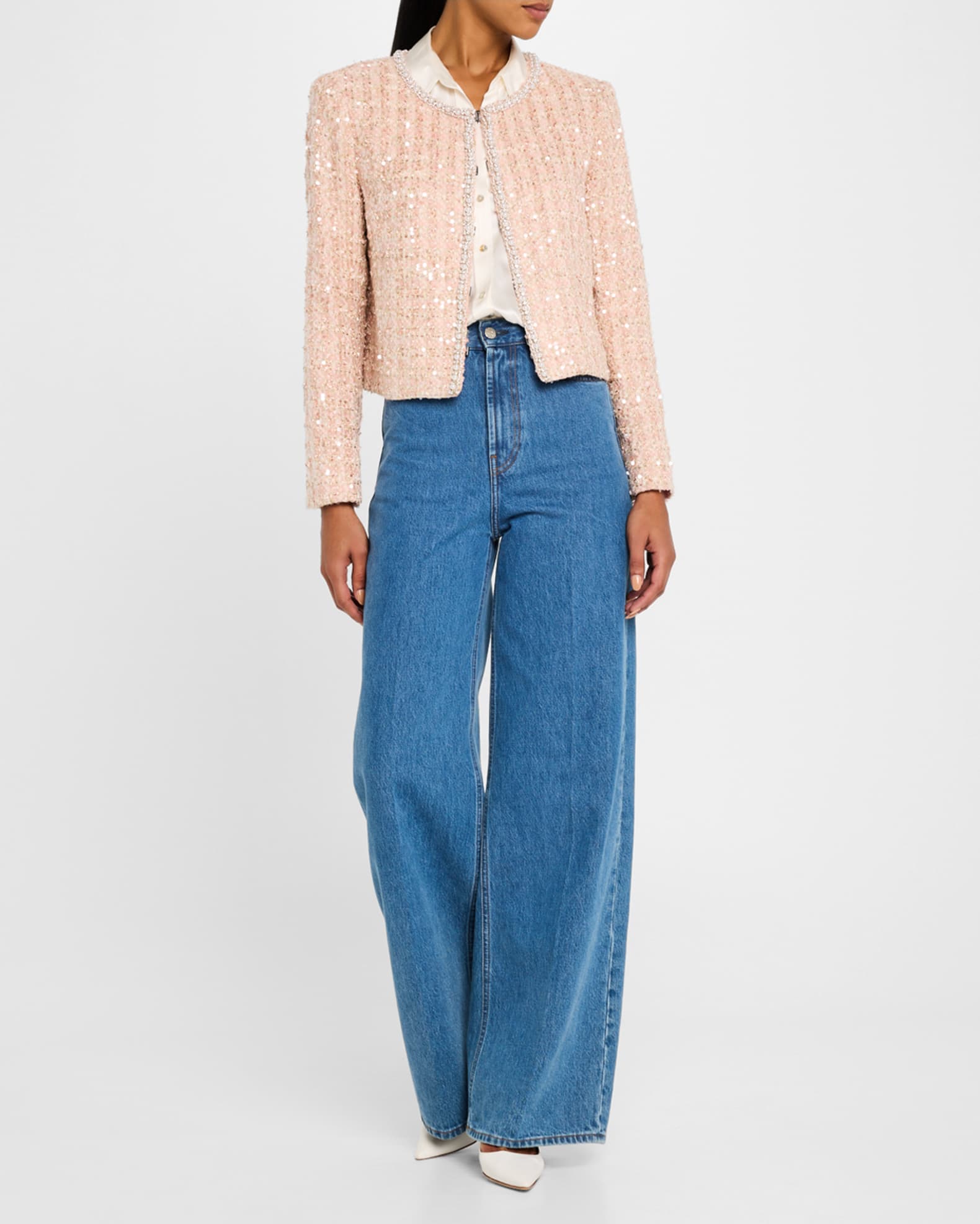 Kidman Embellished Plaid Tweed Boxy Jacket 1
