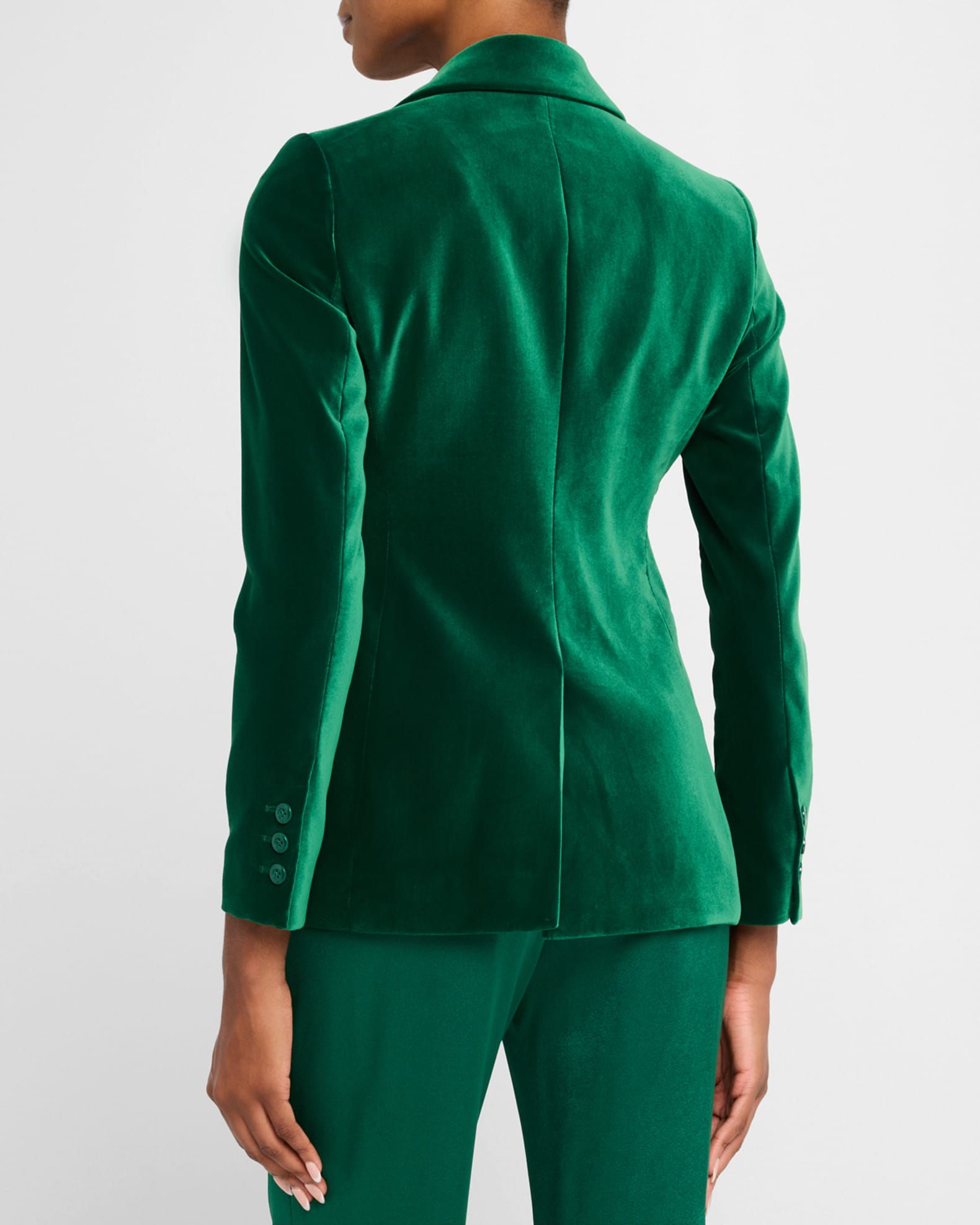 Alice and olivia green velvet blazer top
