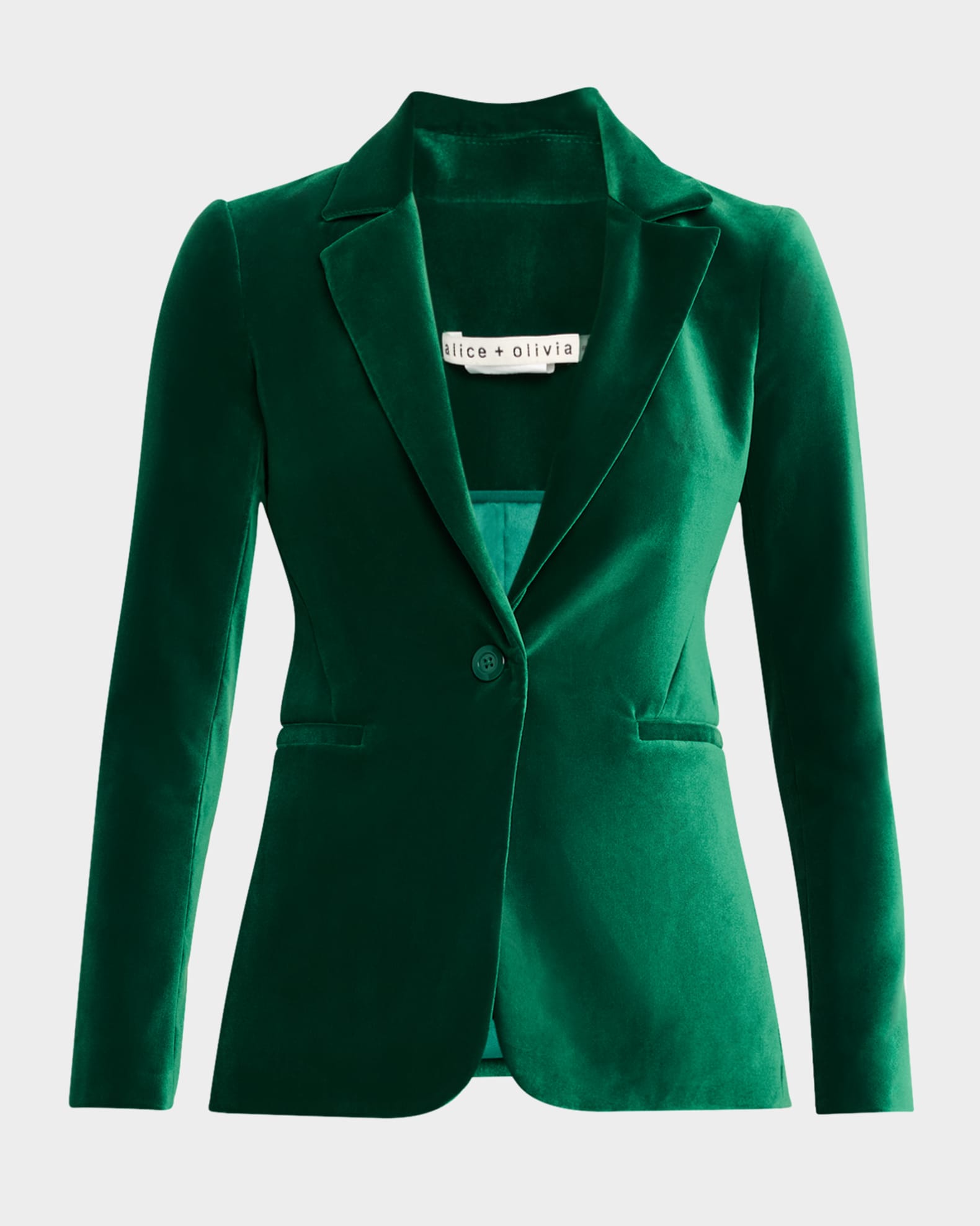 Macey Notch-Collar Fitted Velvet Blazer 0