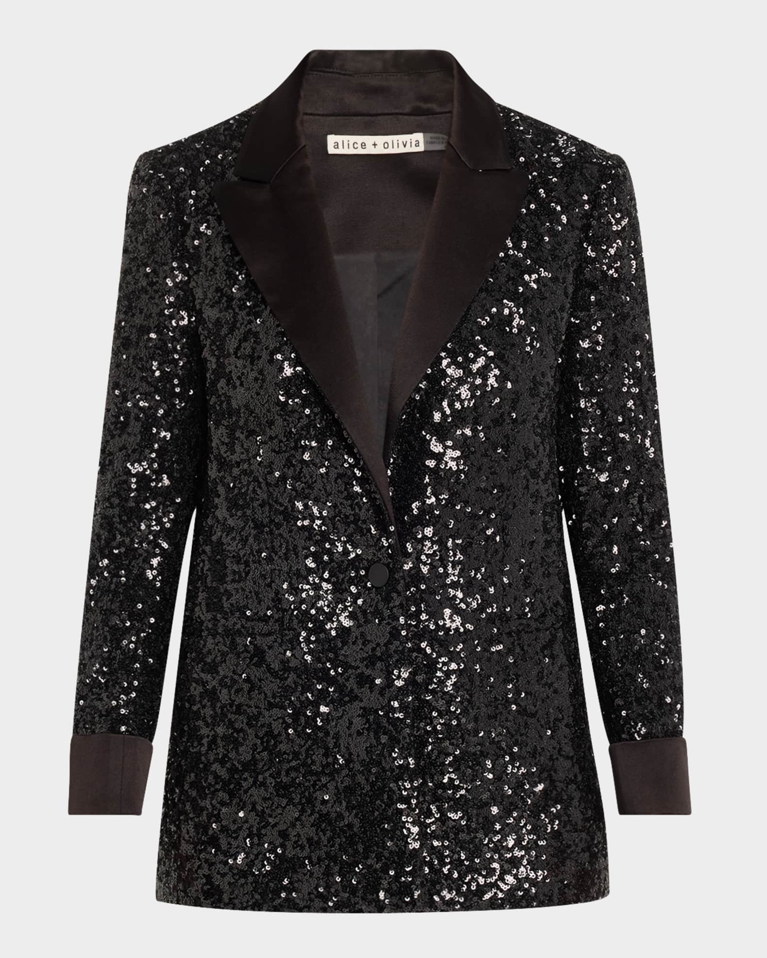 Justin Sequined Combo Rolled-Cuff Blazer 1