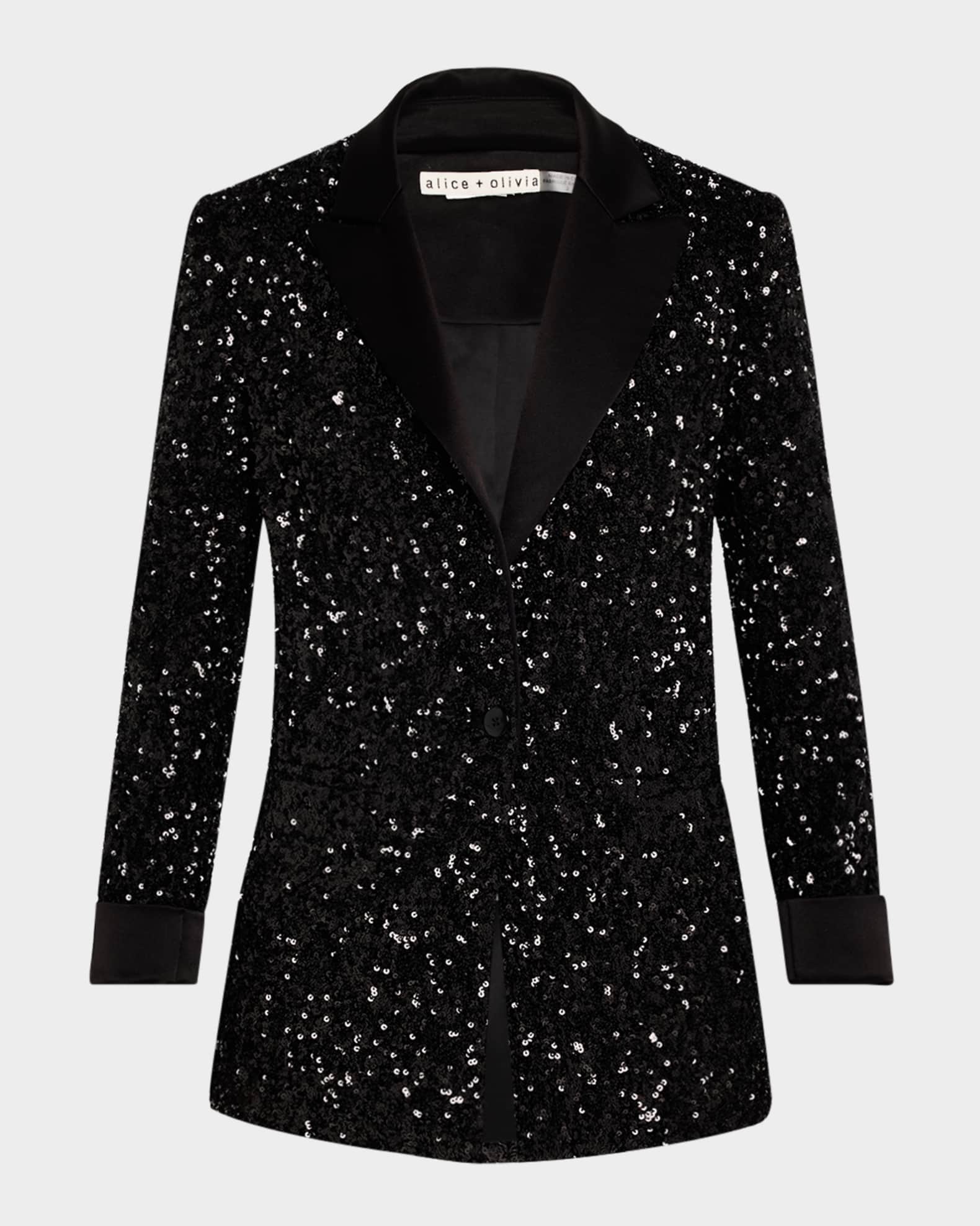 Justin Sequined Combo Rolled-Cuff Blazer 0